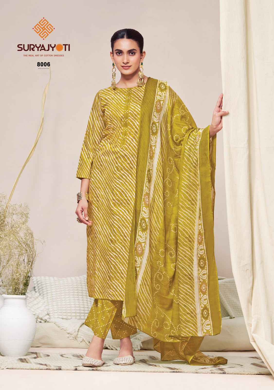 Suryajyoti Bandhani Lehariya Special Vol 8 Readymade Cotton Dress 8 pcs Catalogue