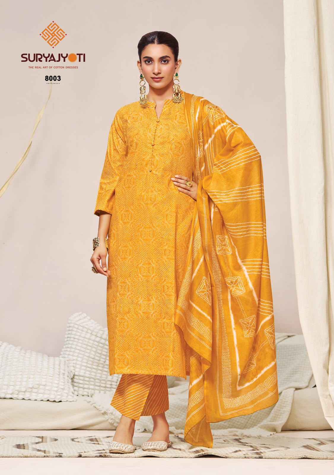 Suryajyoti Bandhani Lehariya Special Vol 8 Readymade Cotton Dress 8 pcs Catalogue