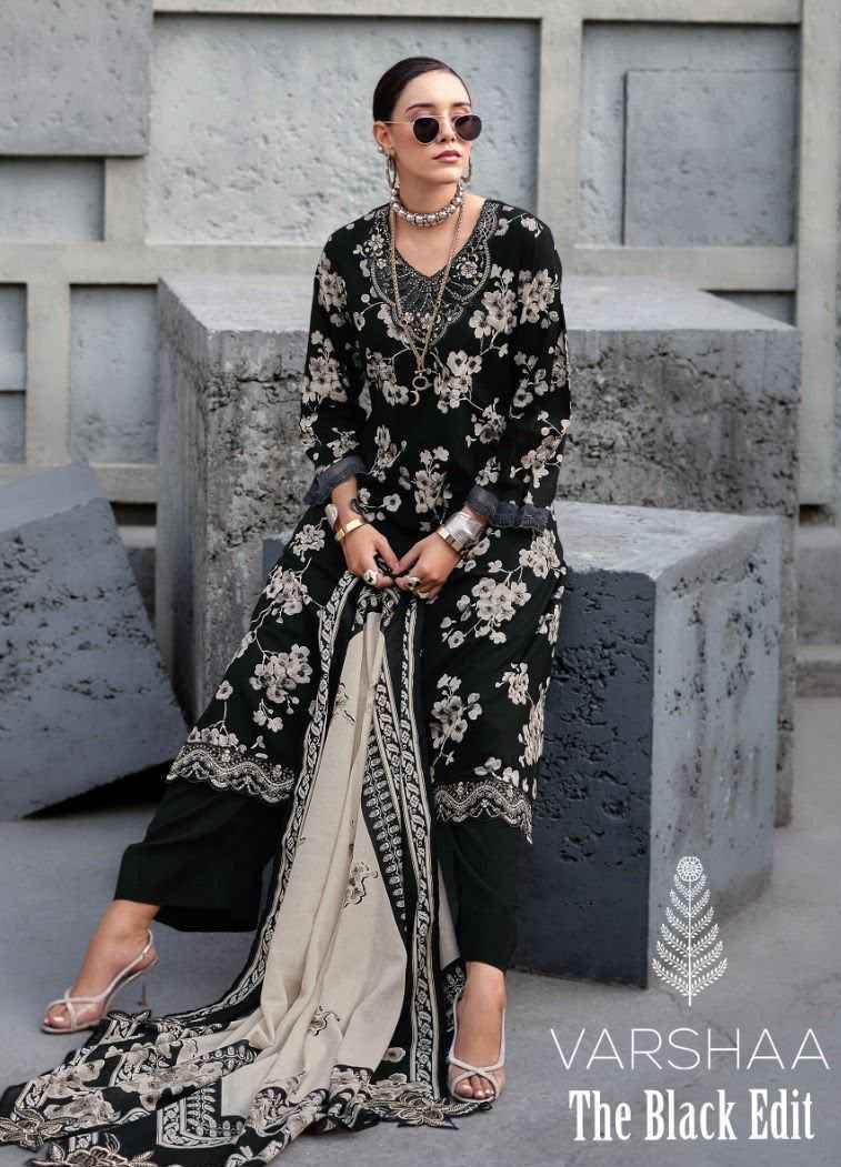 Varshaa The Black Edit Cotton Dress Material (3 pcs Catalogue)