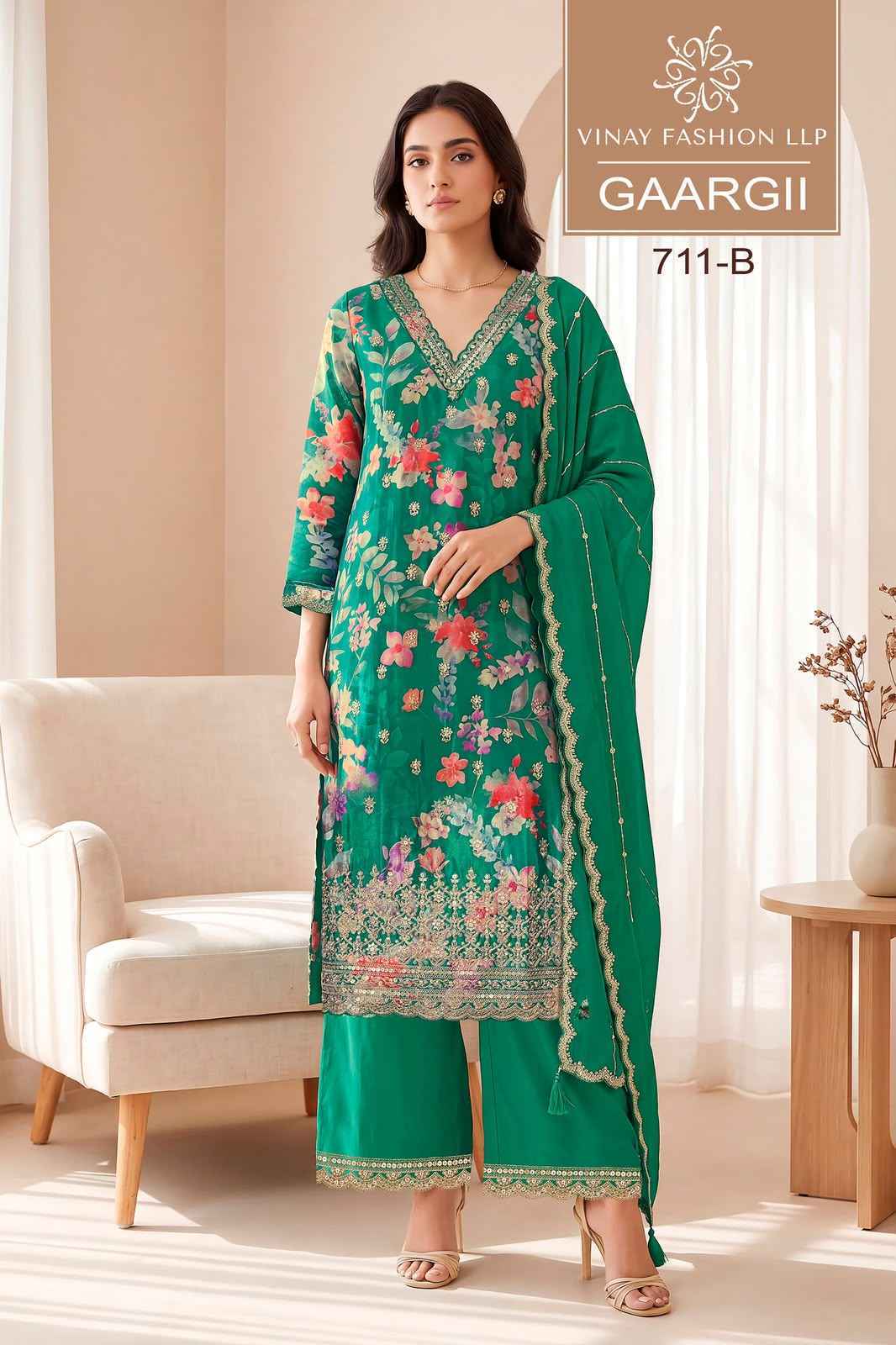 Vinay Fashion Kuleesh Gaargii Chinnon Dress Material 4 pcs Catalogue