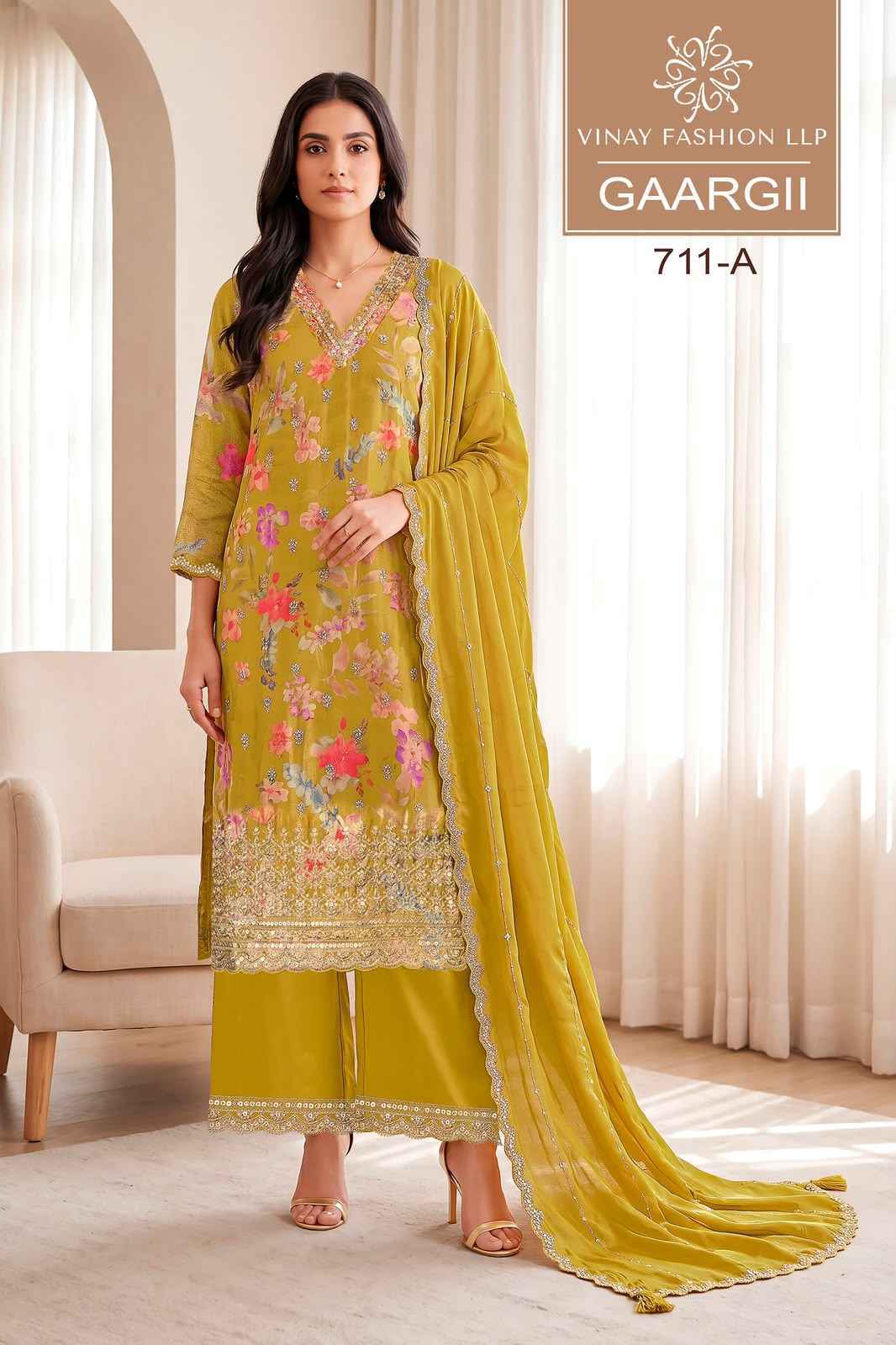 Vinay Fashion Kuleesh Gaargii Chinnon Dress Material 4 pcs Catalogue
