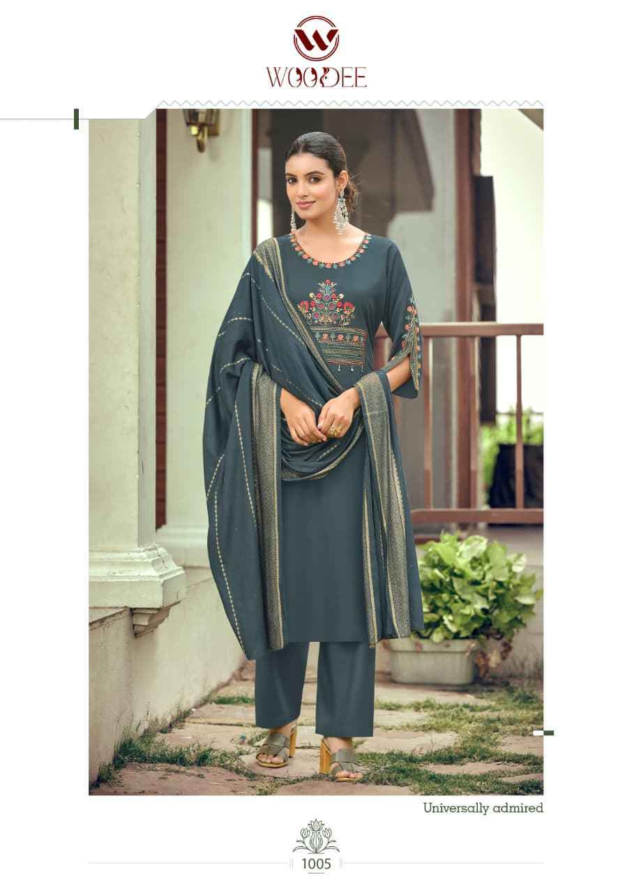 Woodee Nikhaar Rayon Readymade Suit (6 pcs Catalogue)