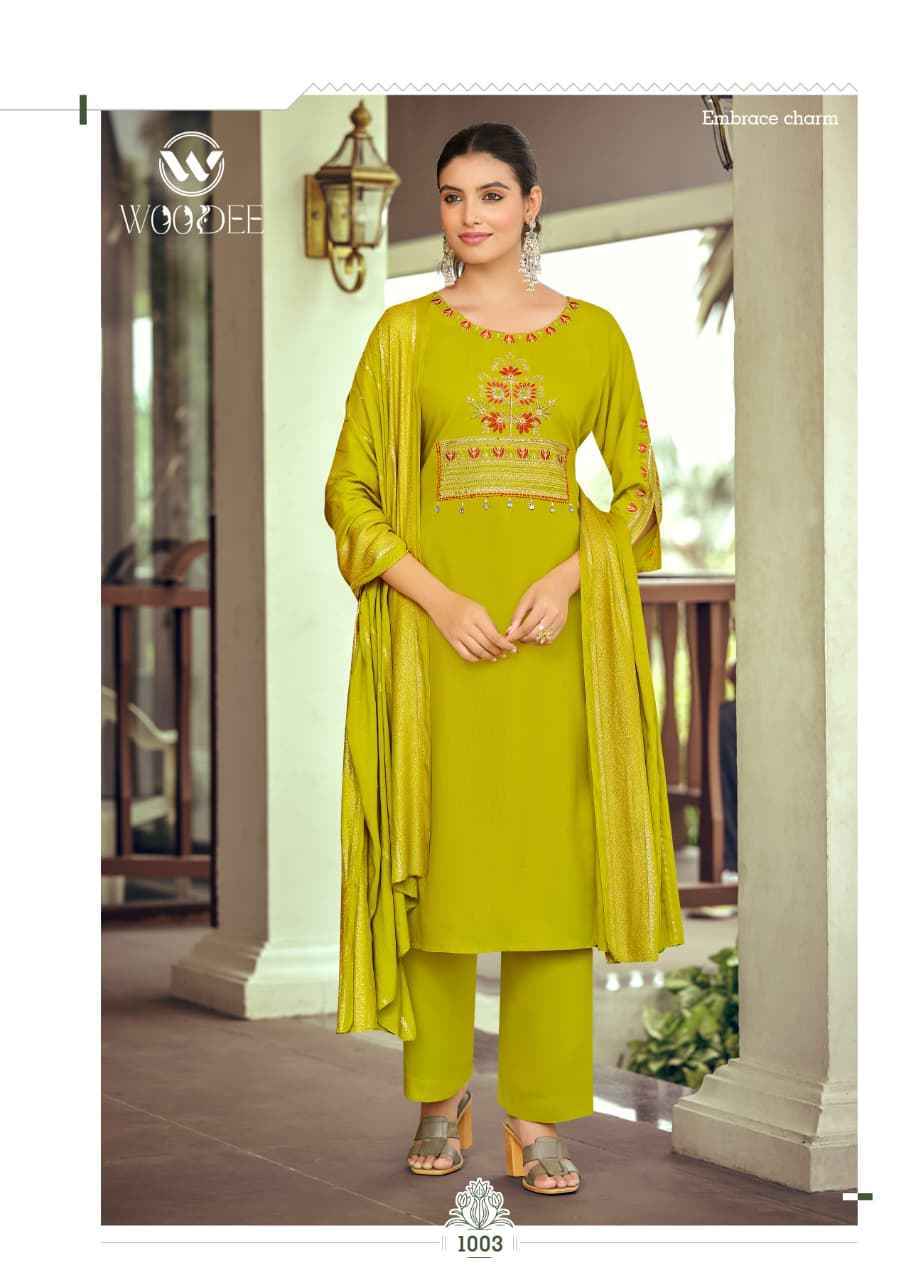 Woodee Nikhaar Rayon Readymade Suit (6 pcs Catalogue)
