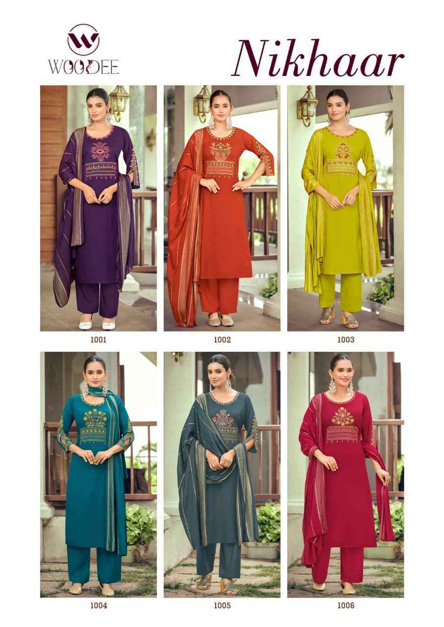 Woodee Nikhaar Rayon Readymade Suit (6 pcs Catalogue)
