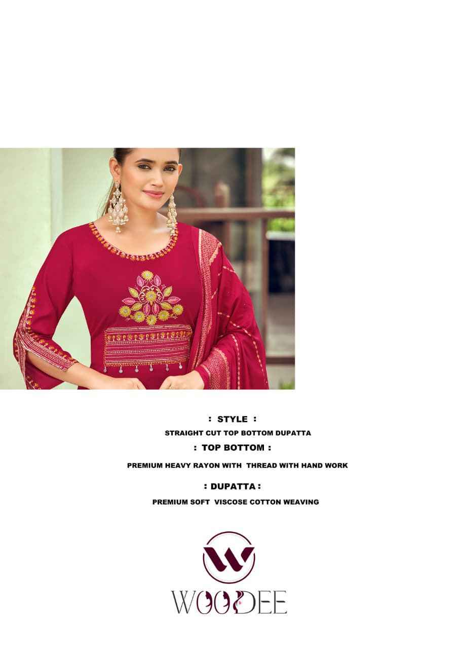 Woodee Nikhaar Rayon Readymade Suit (6 pcs Catalogue)