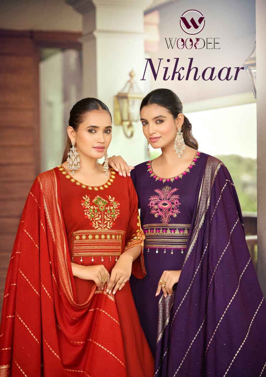 Woodee Nikhaar Rayon Readymade Suit (6 pcs Catalogue)
