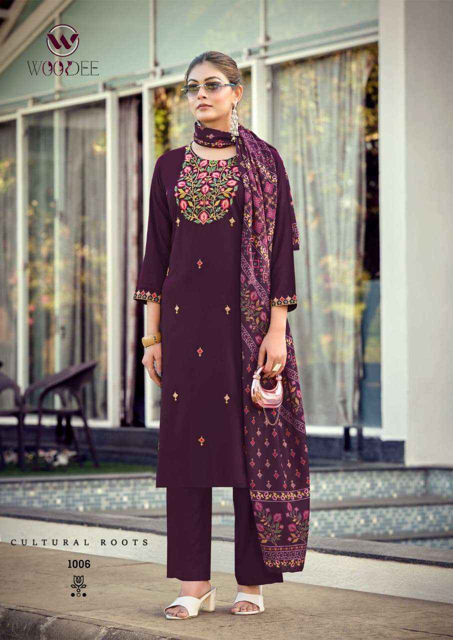Woodee Rutavi Rayon Readymade Suit (6 pcs Catalogue)