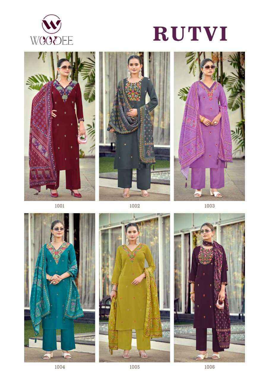 Woodee Rutavi Rayon Readymade Suit (6 pcs Catalogue)