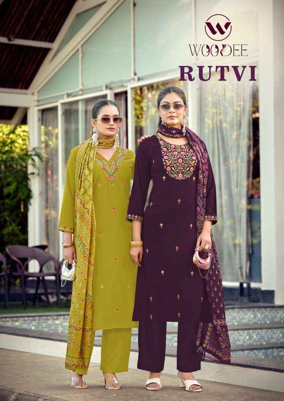 Woodee Rutavi Rayon Readymade Suit (6 pcs Catalogue)