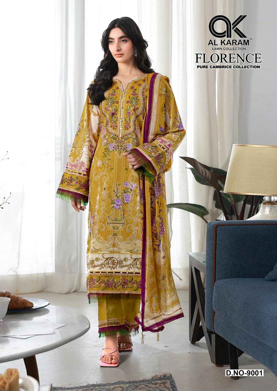 Al Karam Florence Vol 9 Cambric Cotton Dress Material 6 pcs Catalogue