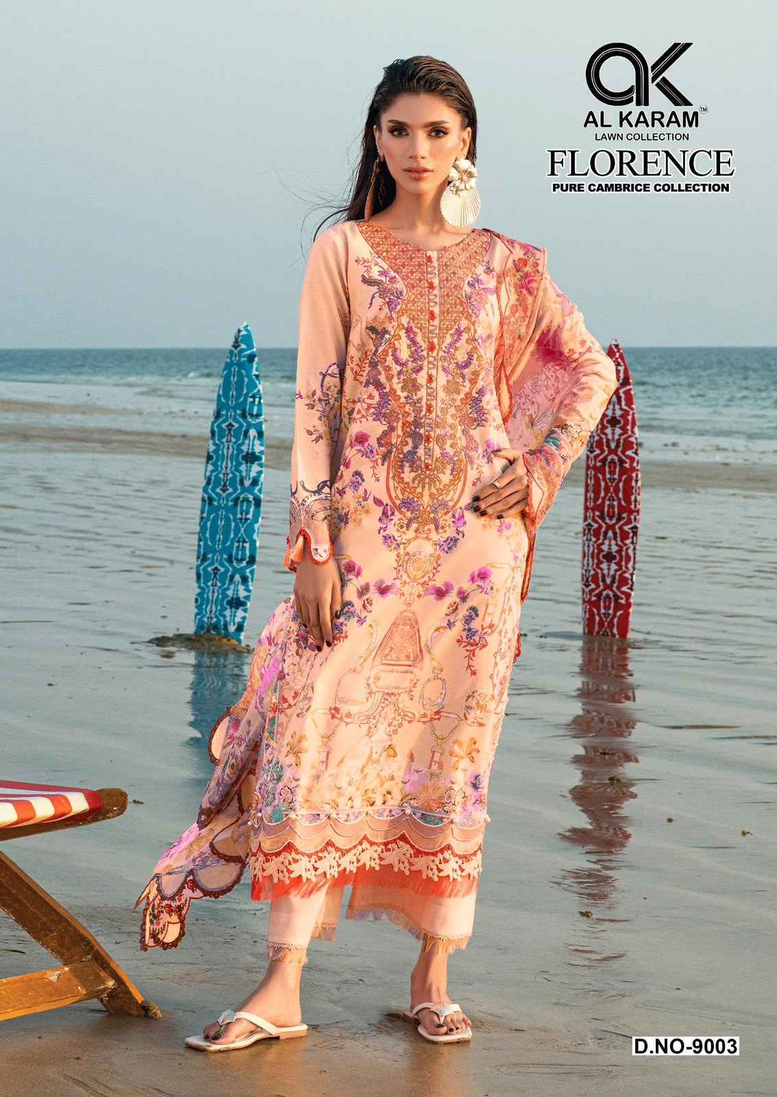 Al Karam Florence Vol 9 Cambric Cotton Dress Material 6 pcs Catalogue