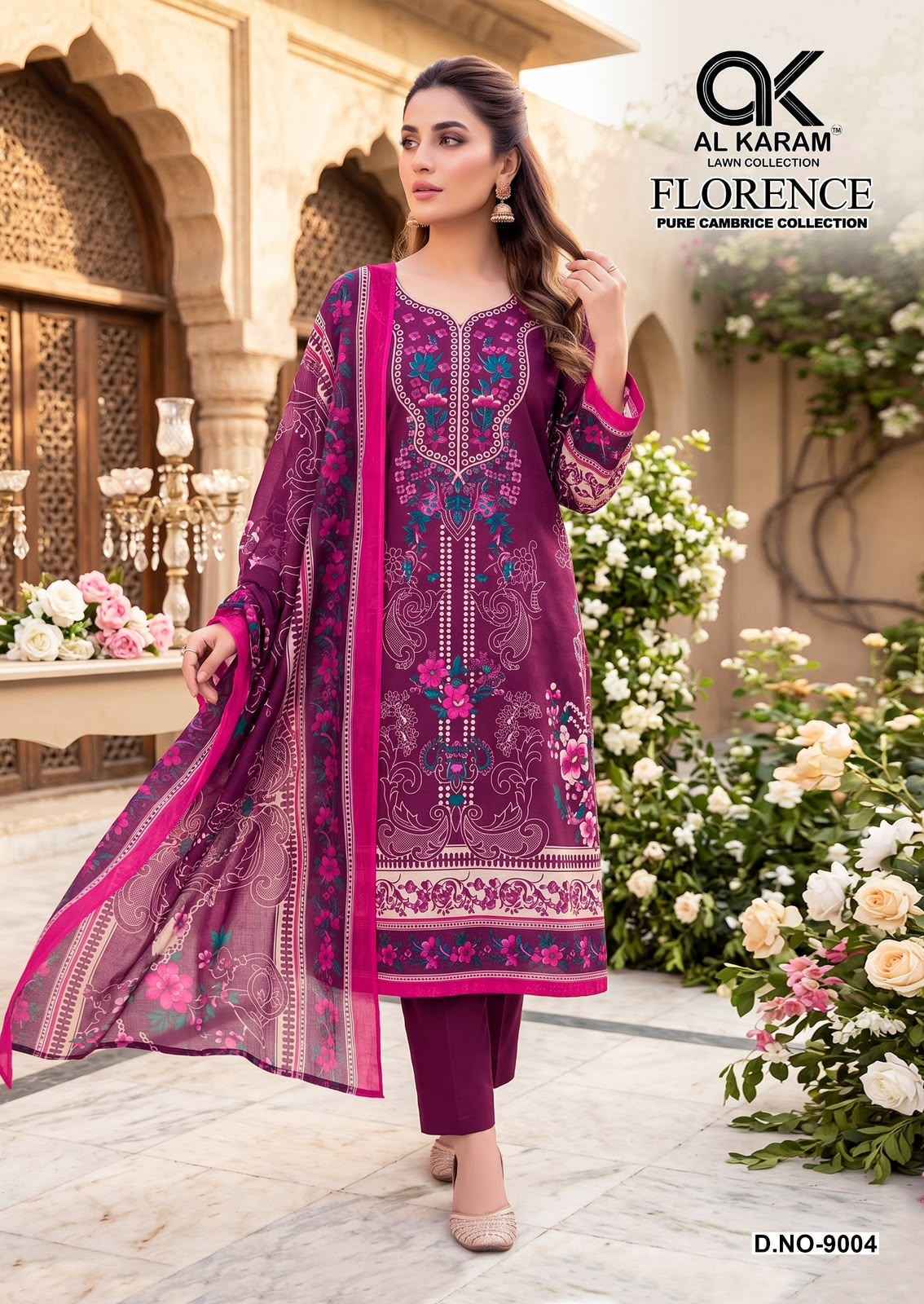 Al Karam Florence Vol 9 Cambric Cotton Dress Material 6 pcs Catalogue