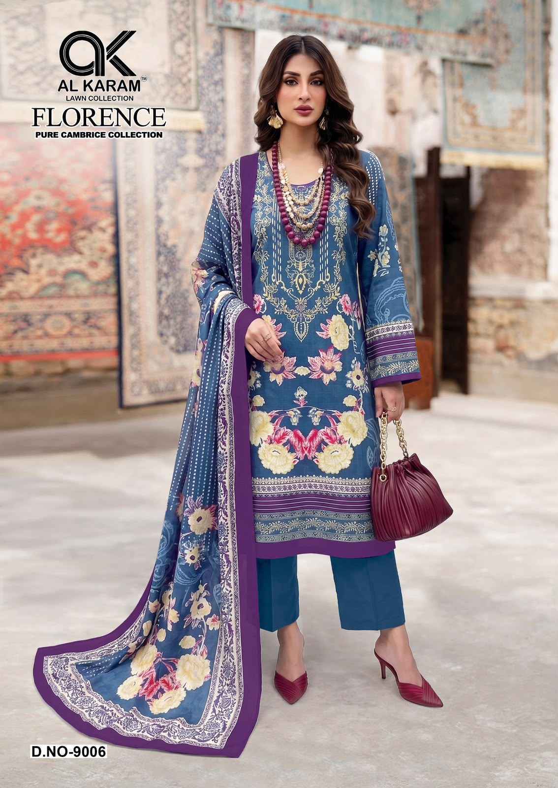 Al Karam Florence Vol 9 Cambric Cotton Dress Material 6 pcs Catalogue