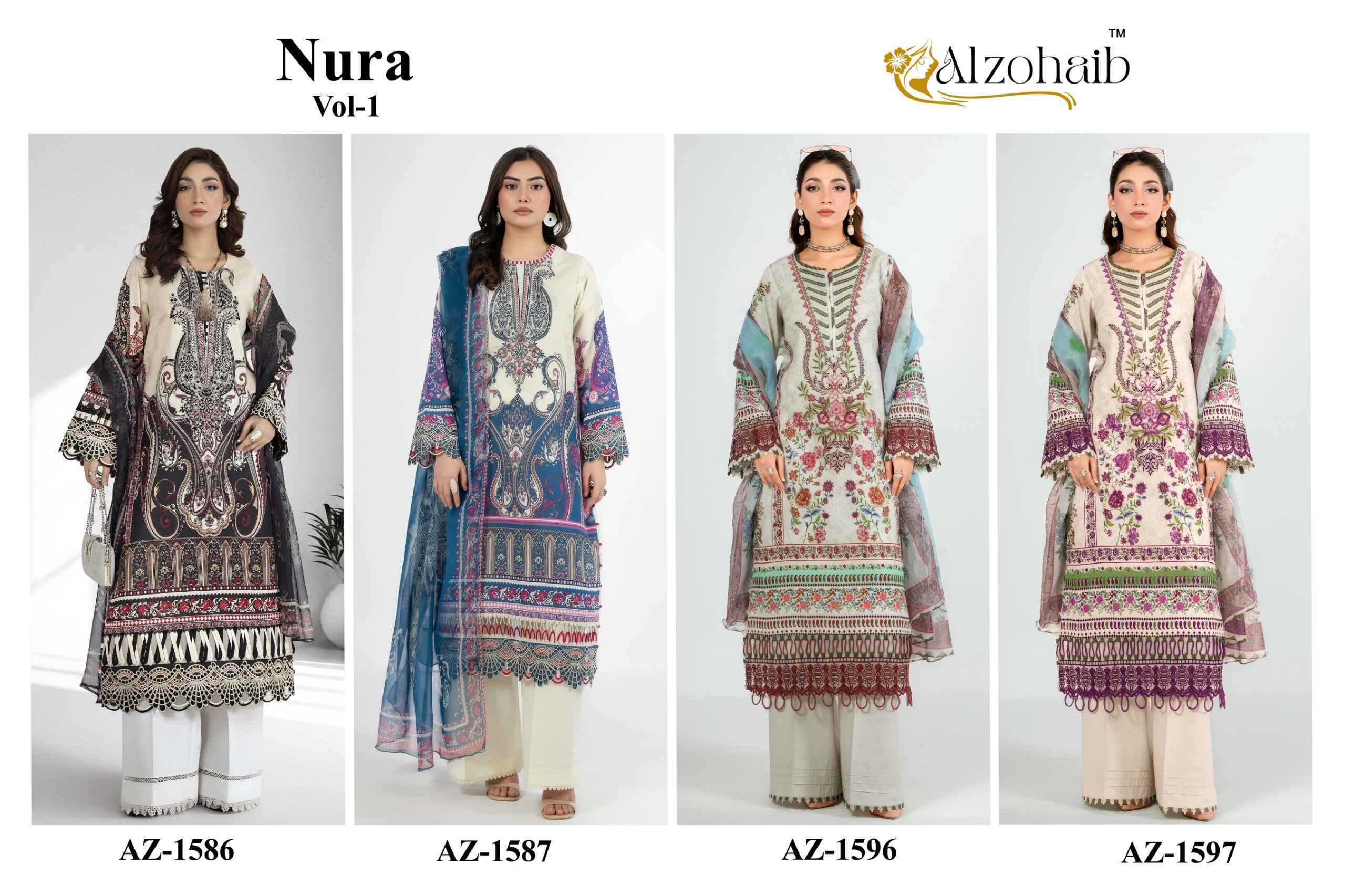 Al Zohaib Nura Vol 1 Cotton Dress Material 4 pcs Catalogue