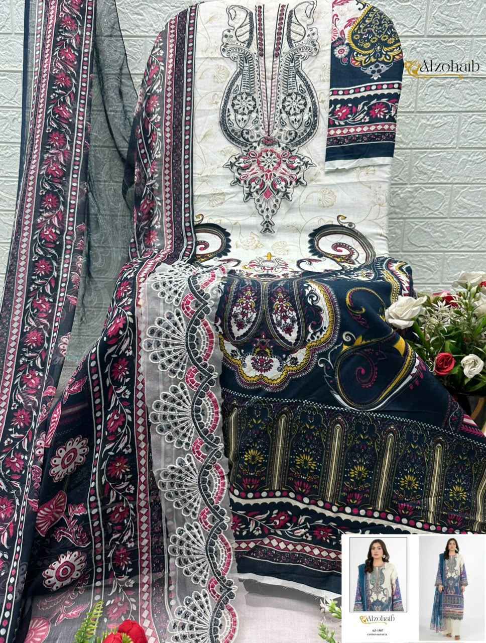 Al Zohaib Nura Vol 1 Cotton Dress Material 4 pcs Catalogue