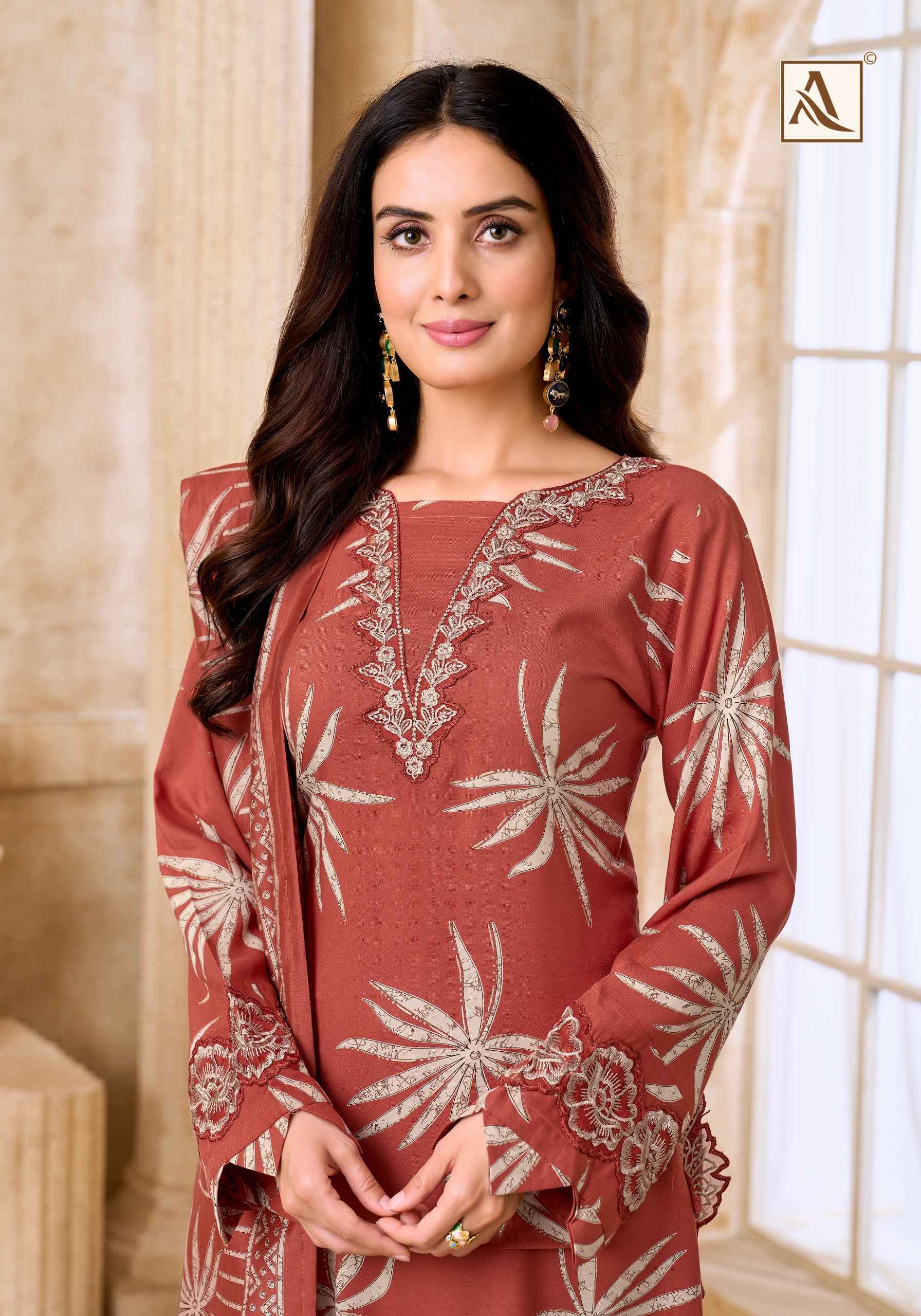 Alok Apple Cut Viscose Reyon Dress Material 6 pcs Catalogue