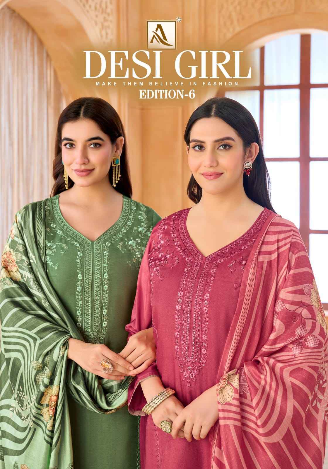 Alok Desi Girl Edition 6 Viscose Maslin Dress Material 4 pcs Catalogue