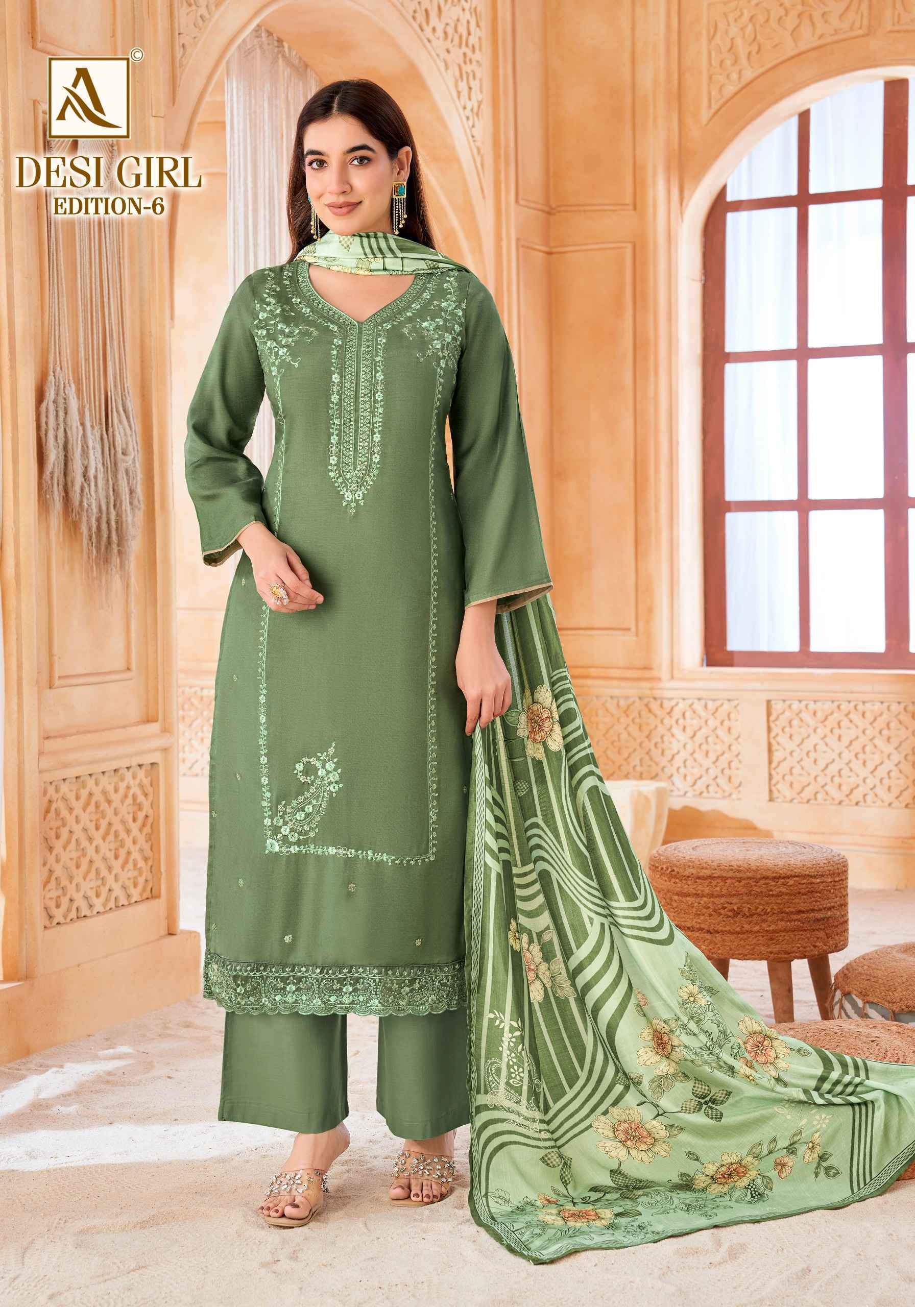Alok Desi Girl Edition 6 Viscose Maslin Dress Material 4 pcs Catalogue