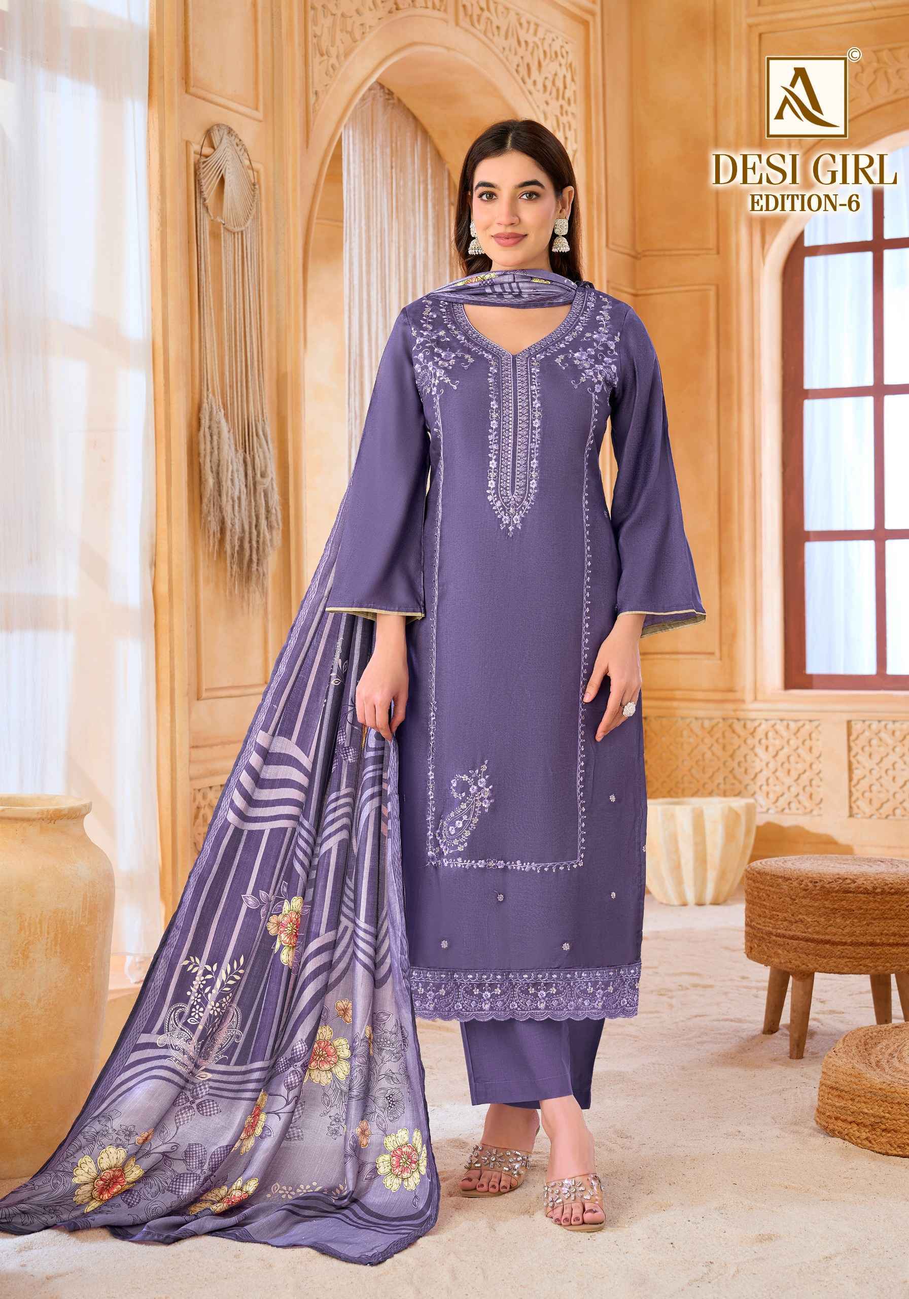 Alok Desi Girl Edition 6 Viscose Maslin Dress Material 4 pcs Catalogue