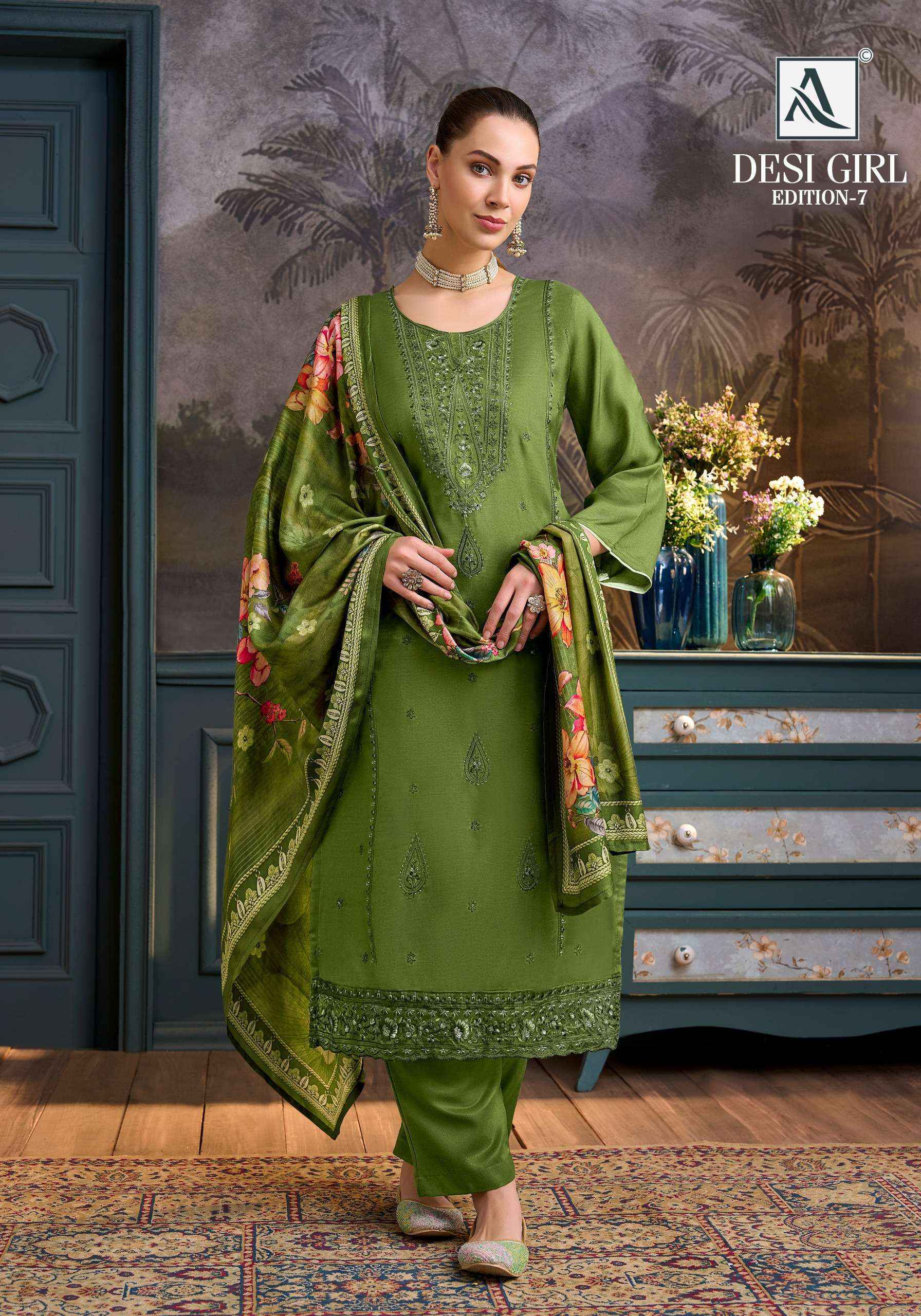 Alok Desi Girl Edition 7 Viscose Maslin Dress Material 6 pcs Catalogue
