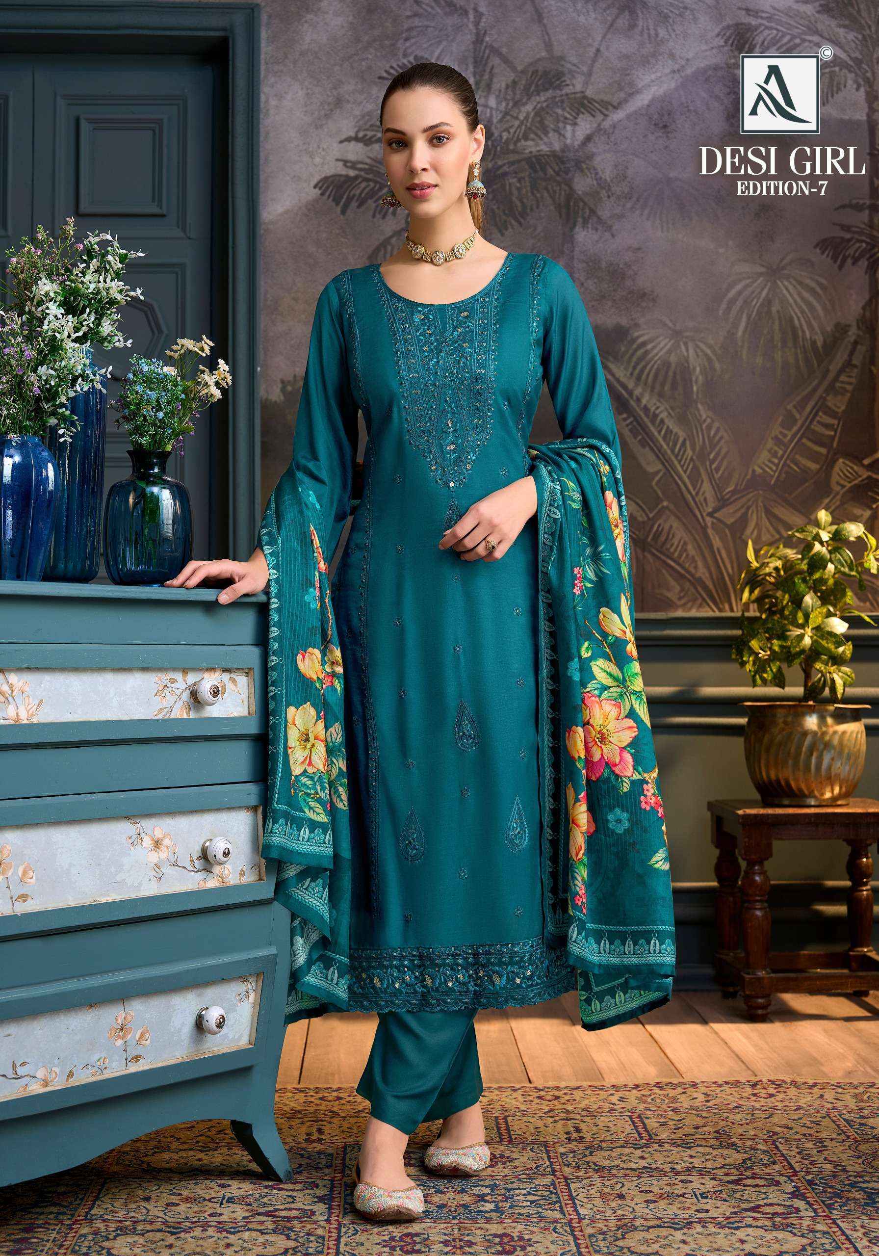 Alok Desi Girl Edition 7 Viscose Maslin Dress Material 6 pcs Catalogue