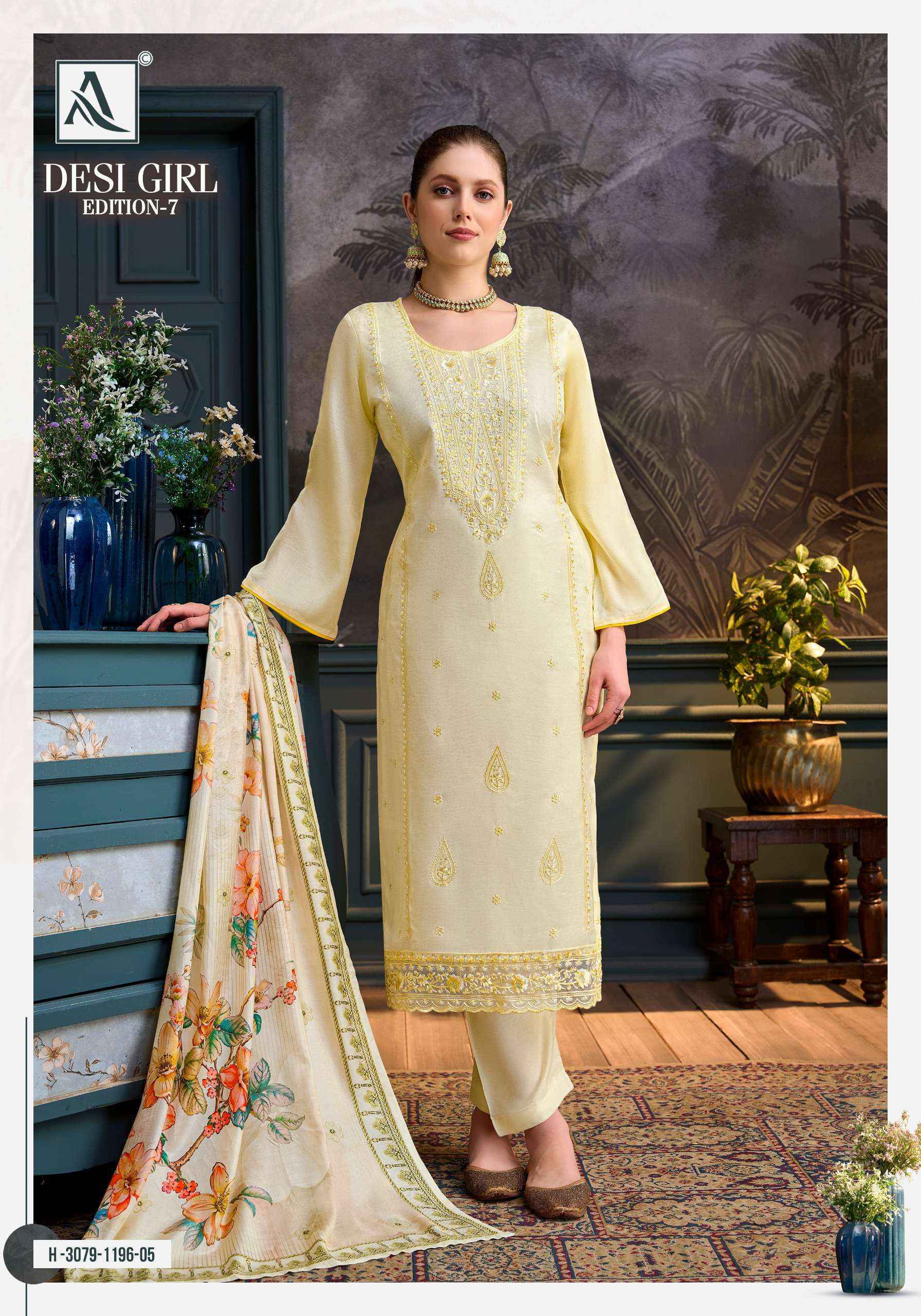 Alok Desi Girl Edition 7 Viscose Maslin Dress Material 6 pcs Catalogue
