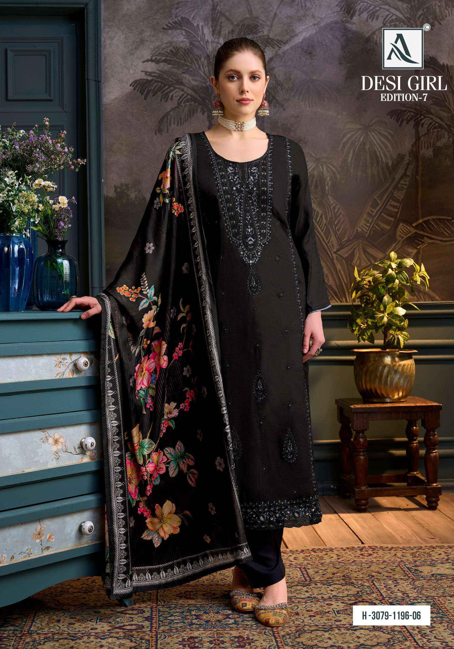 Alok Desi Girl Edition 7 Viscose Maslin Dress Material 6 pcs Catalogue