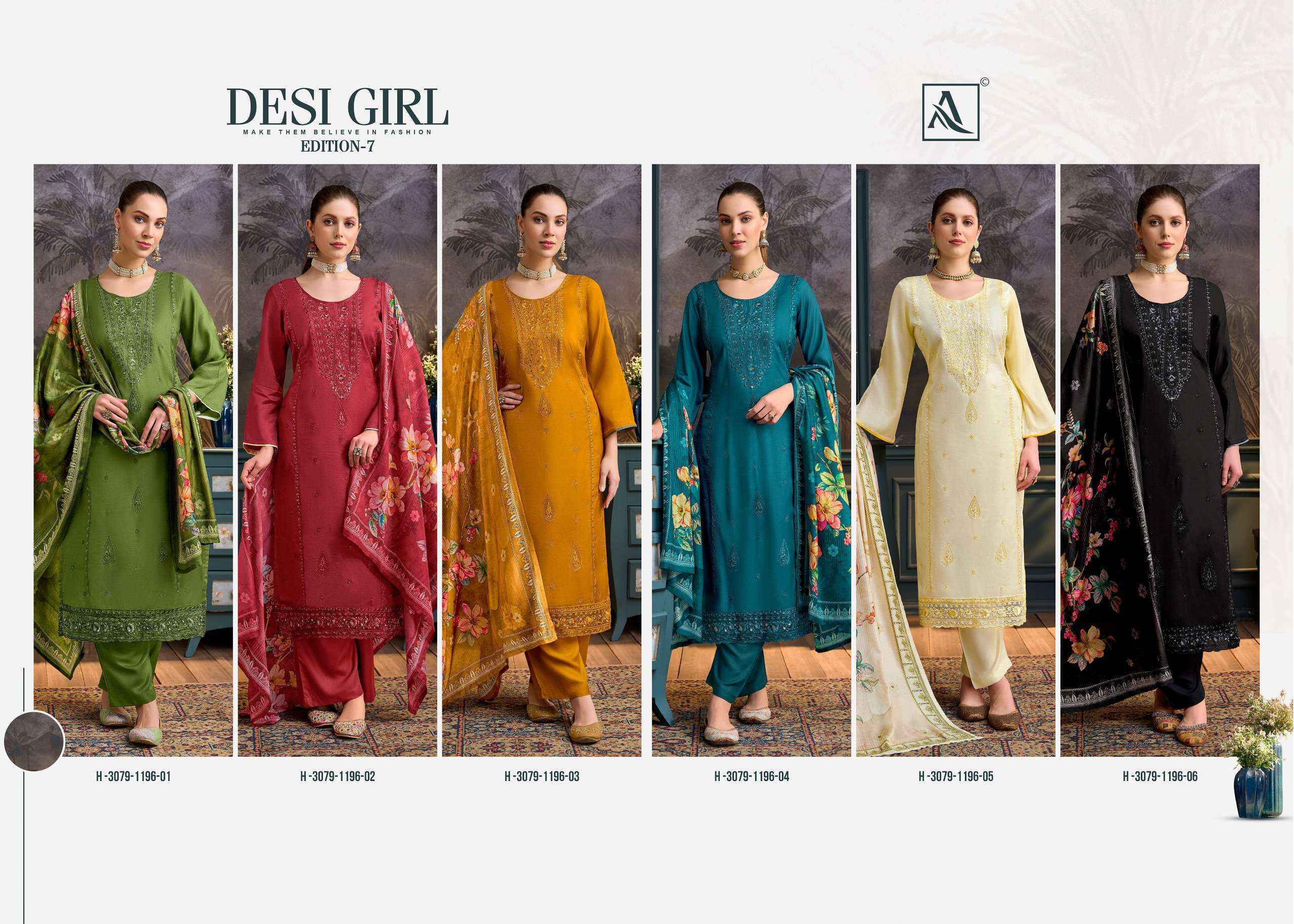 Alok Desi Girl Edition 7 Viscose Maslin Dress Material 6 pcs Catalogue