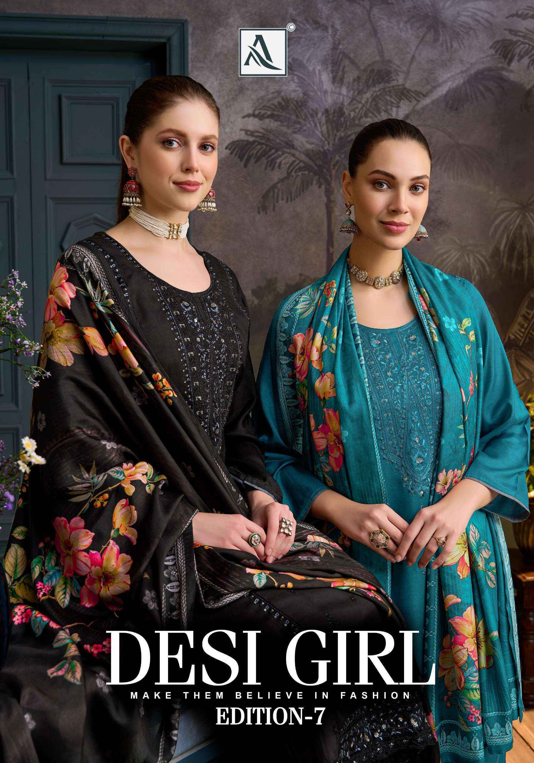 Alok Desi Girl Edition 7 Viscose Maslin Dress Material 6 pcs Catalogue