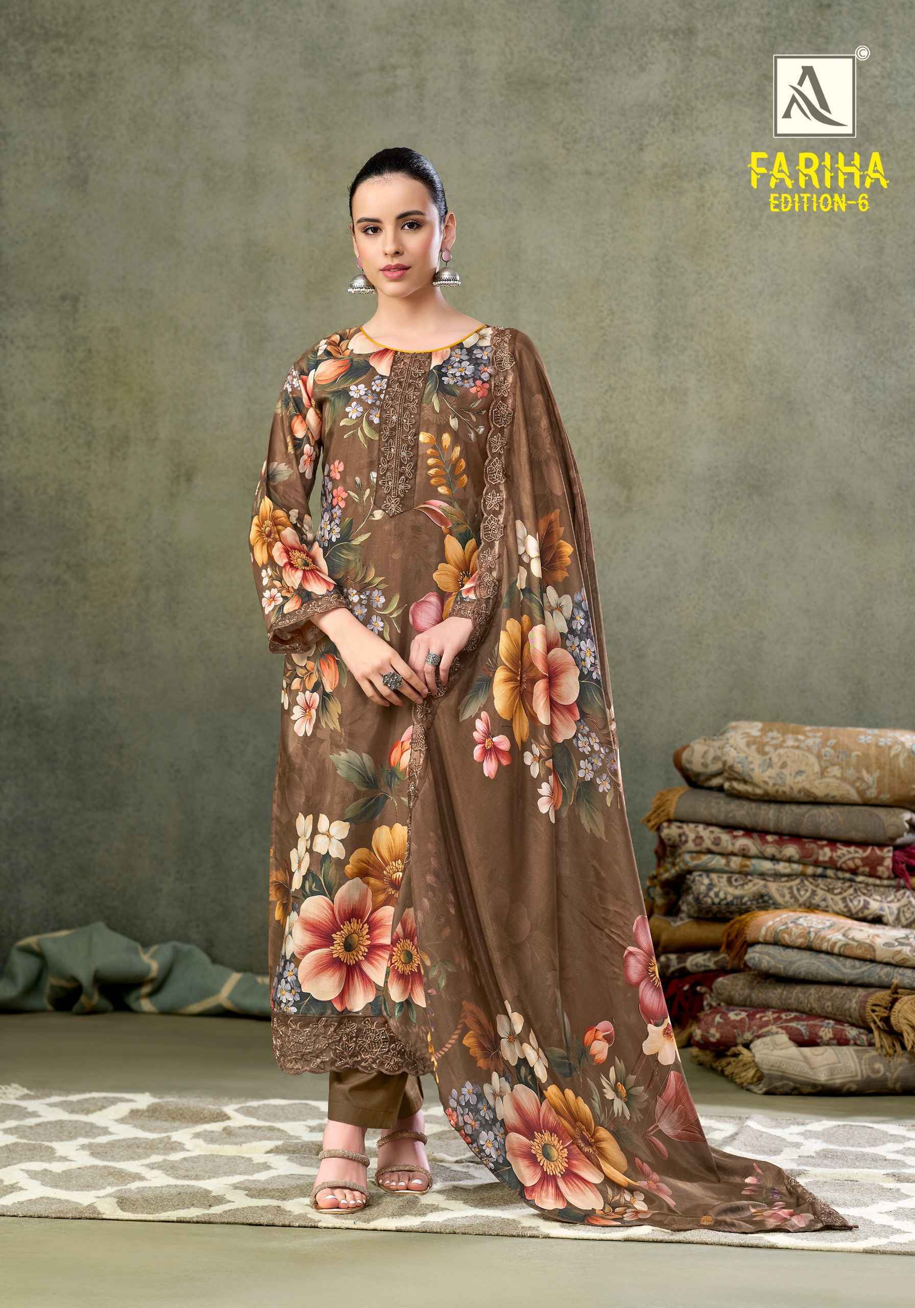 Alok Fariha Edition 7 Muslin Dress Material 8 pcs Catalogue