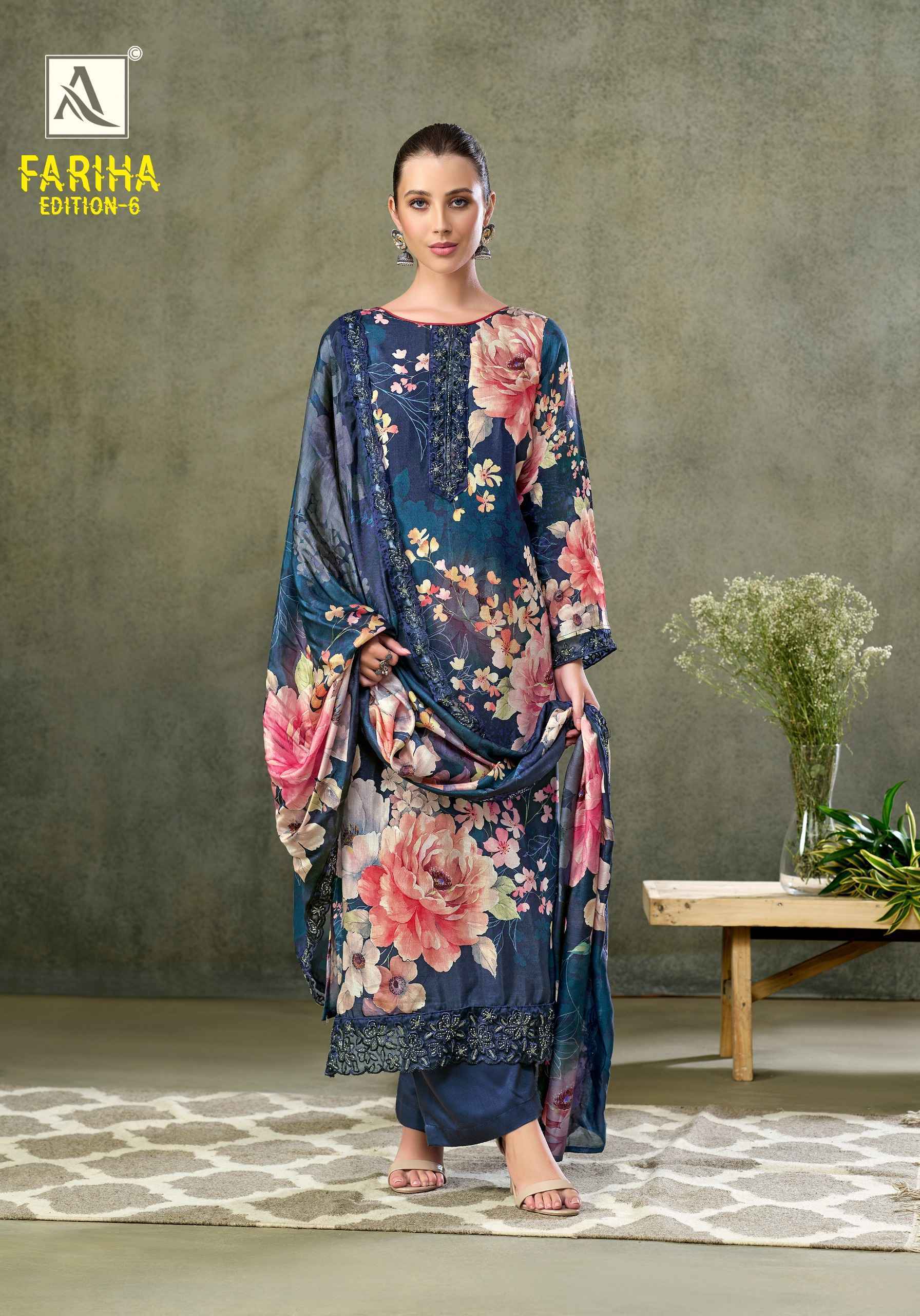 Alok Fariha Edition 7 Muslin Dress Material 8 pcs Catalogue