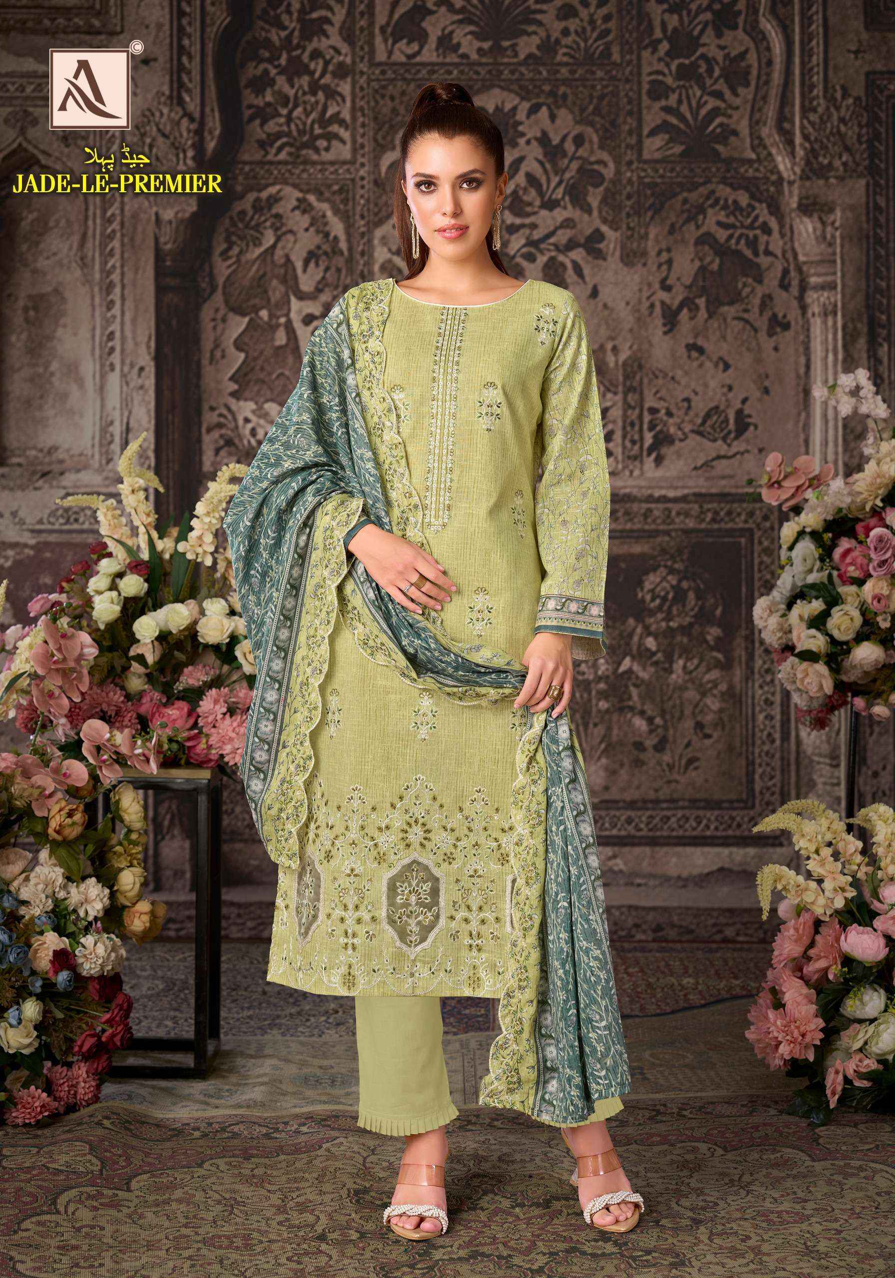 Alok Jade Le Premier Cambric Cotton Dress Material 6 pcs Catalogue