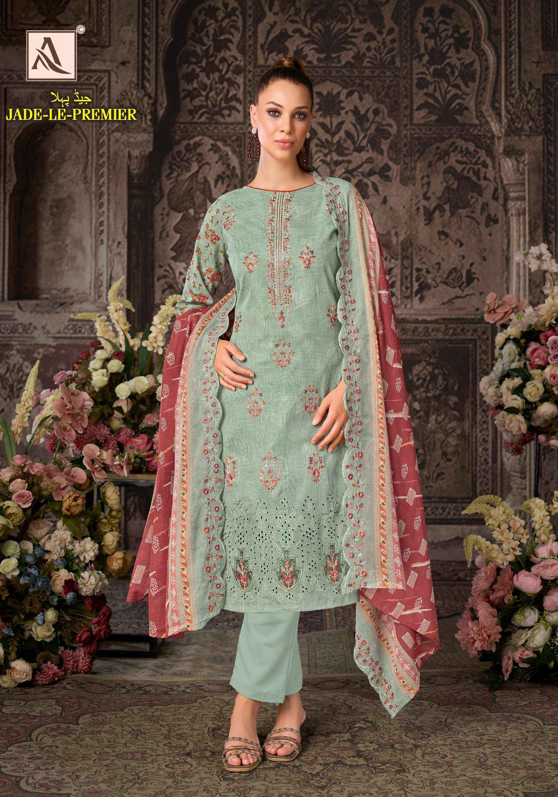 Alok Jade Le Premier Cambric Cotton Dress Material 6 pcs Catalogue
