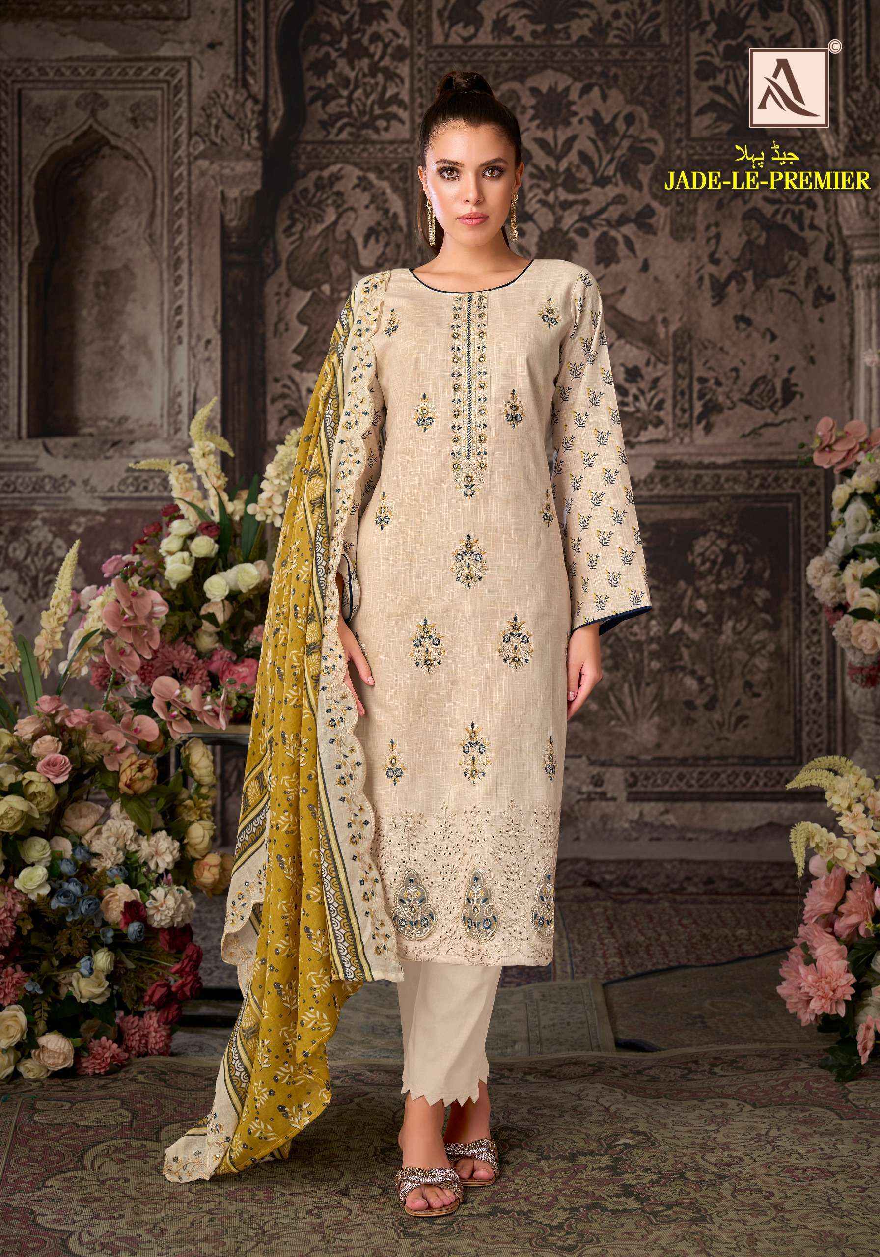 Alok Jade Le Premier Cambric Cotton Dress Material 6 pcs Catalogue
