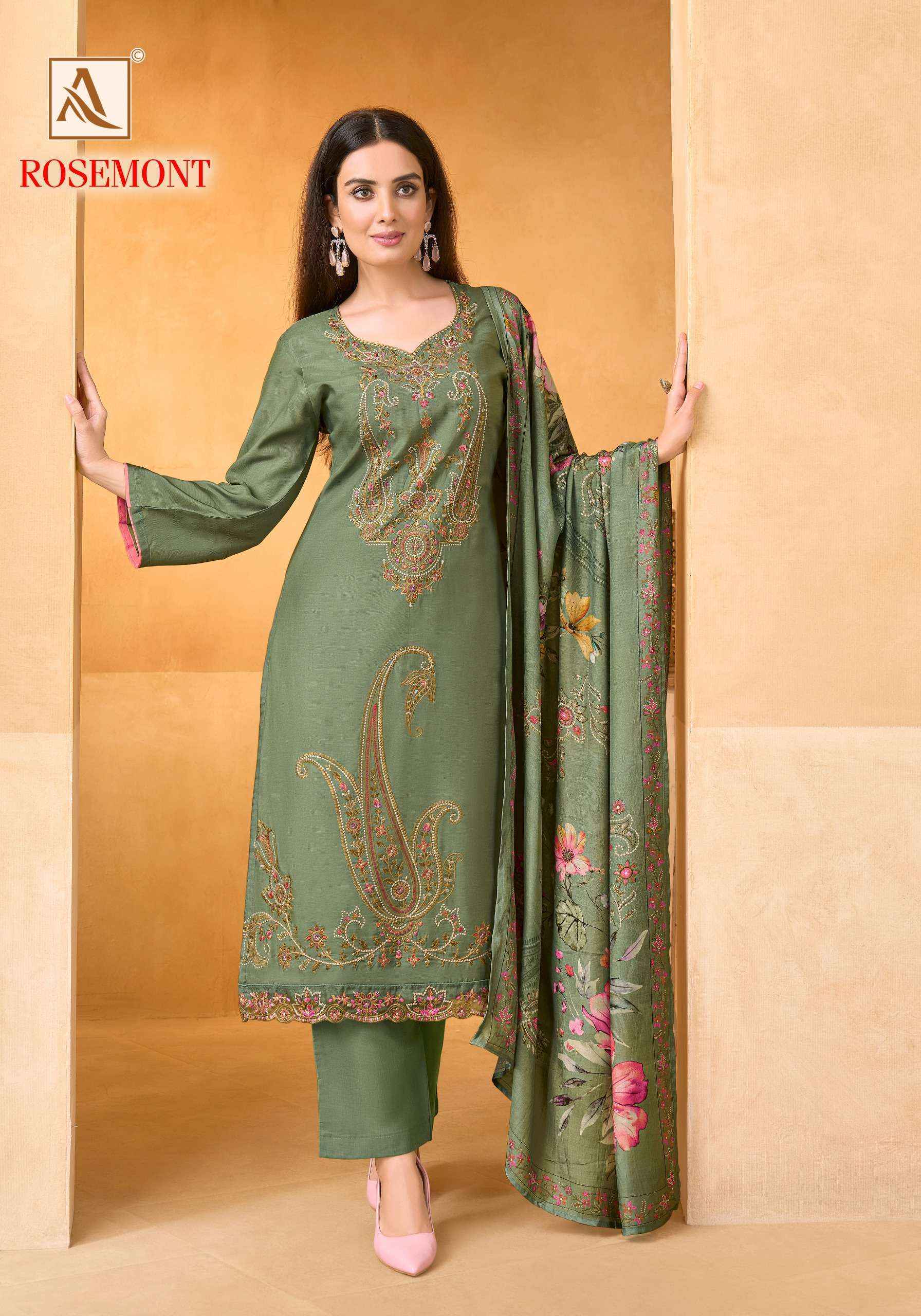 Alok Rosemont Viscose Muslin Dress Material 6 pcs Catalogue
