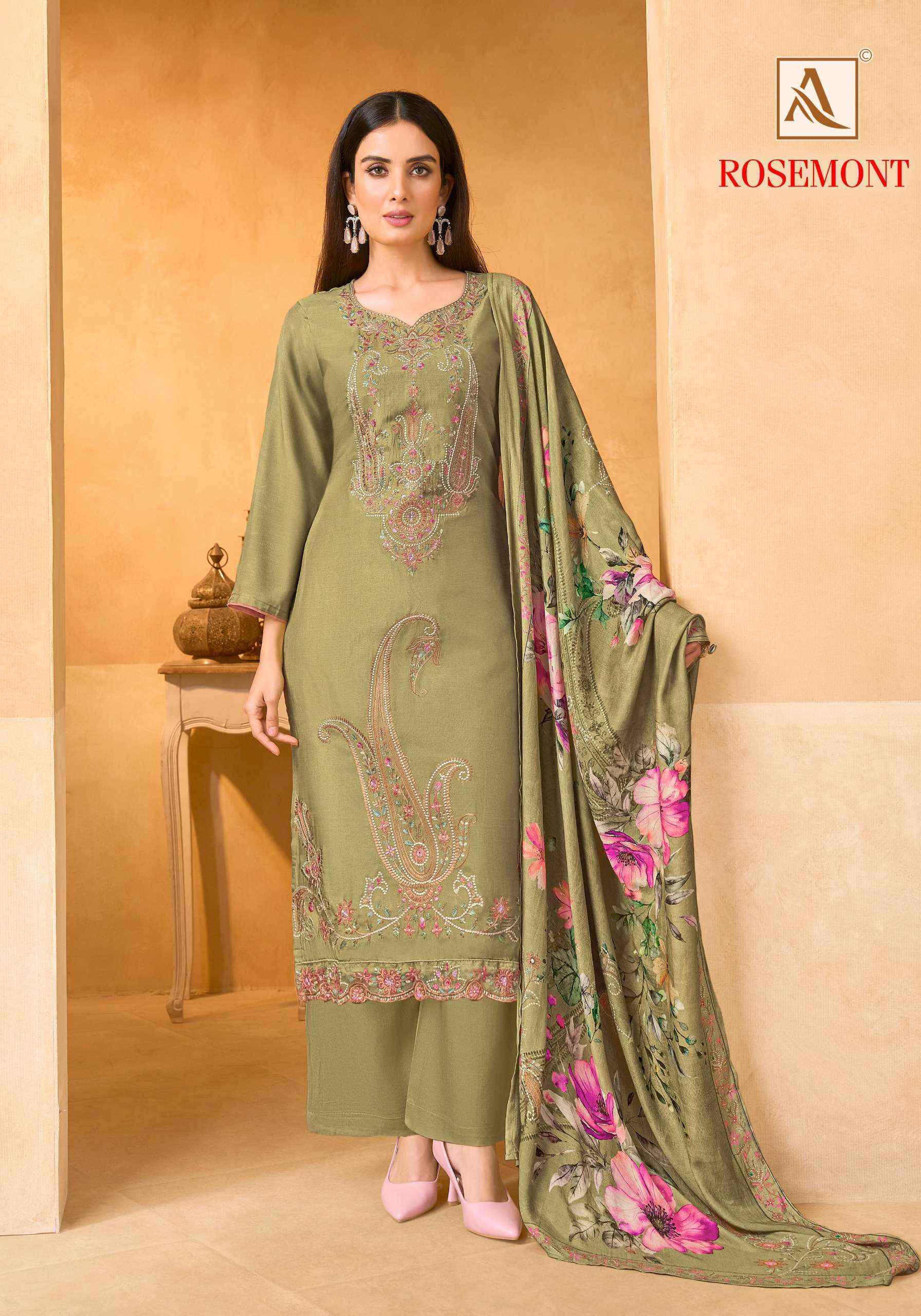 Alok Rosemont Viscose Muslin Dress Material 6 pcs Catalogue