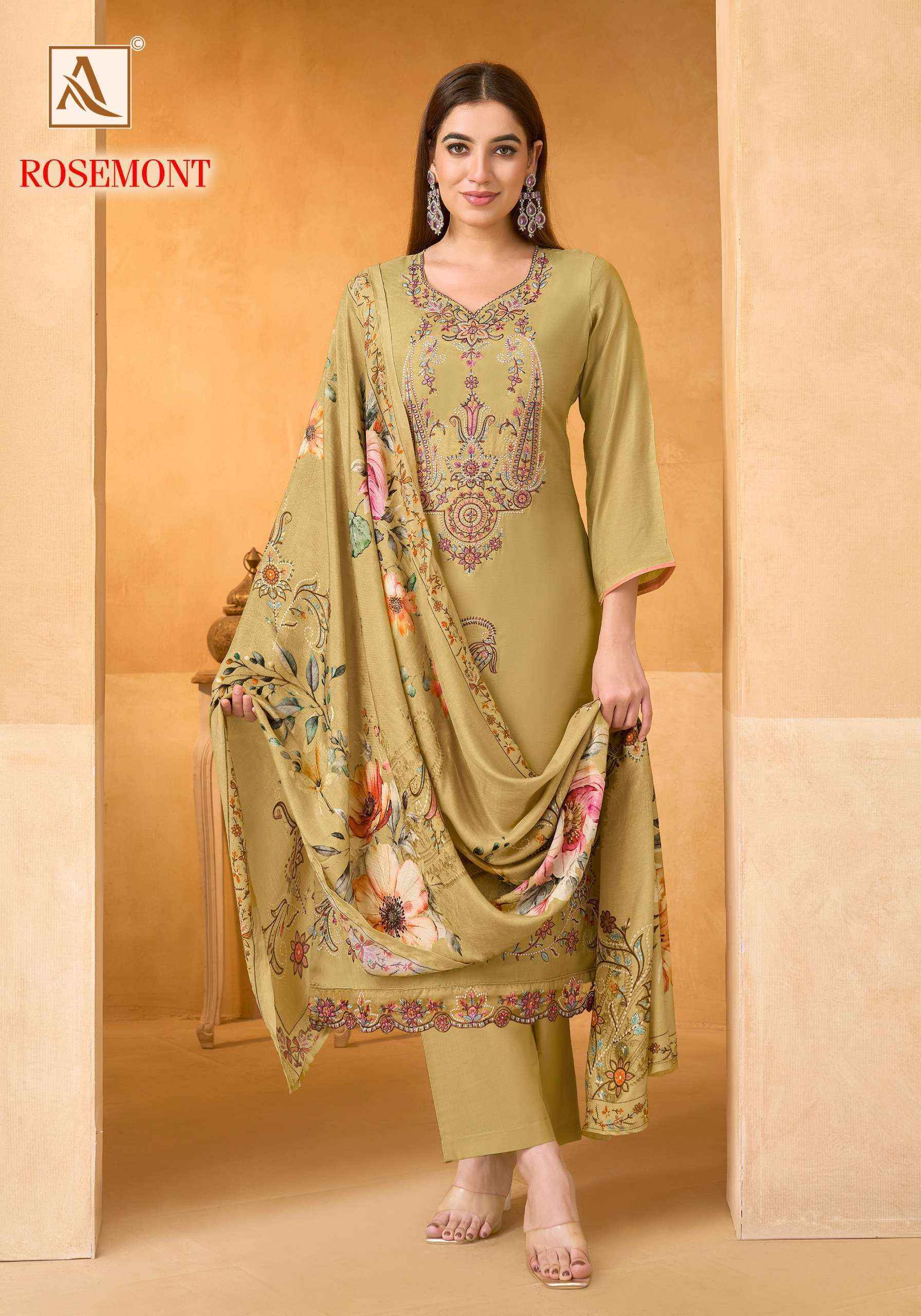 Alok Rosemont Viscose Muslin Dress Material 6 pcs Catalogue