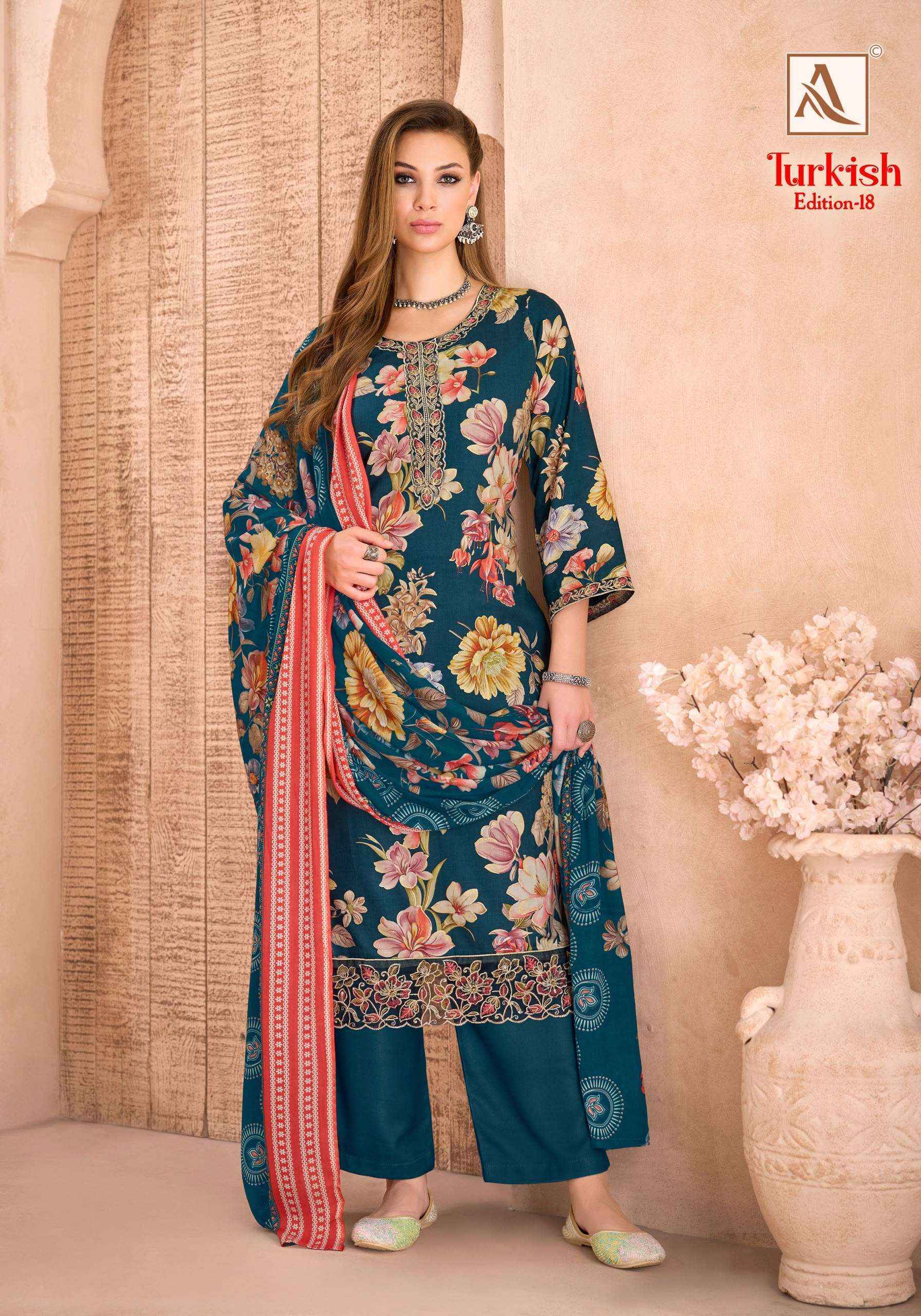Alok Turkish Edition 18 Viscose Reyon Dress Material 6 pcs Catalogue