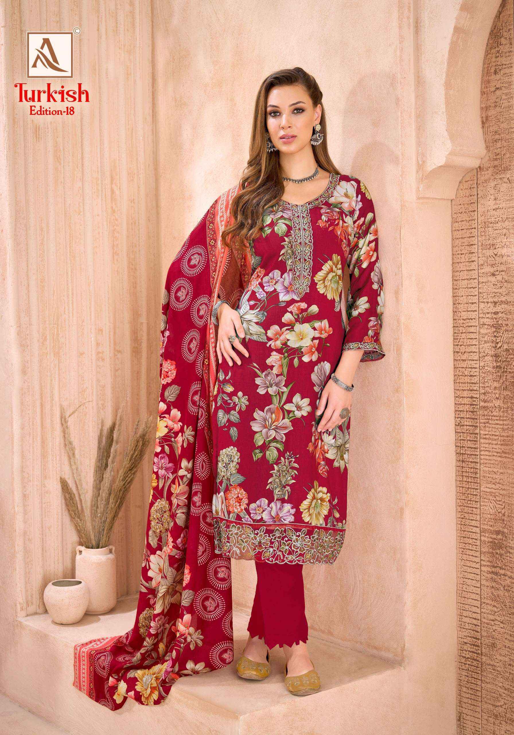 Alok Turkish Edition 18 Viscose Reyon Dress Material 6 pcs Catalogue