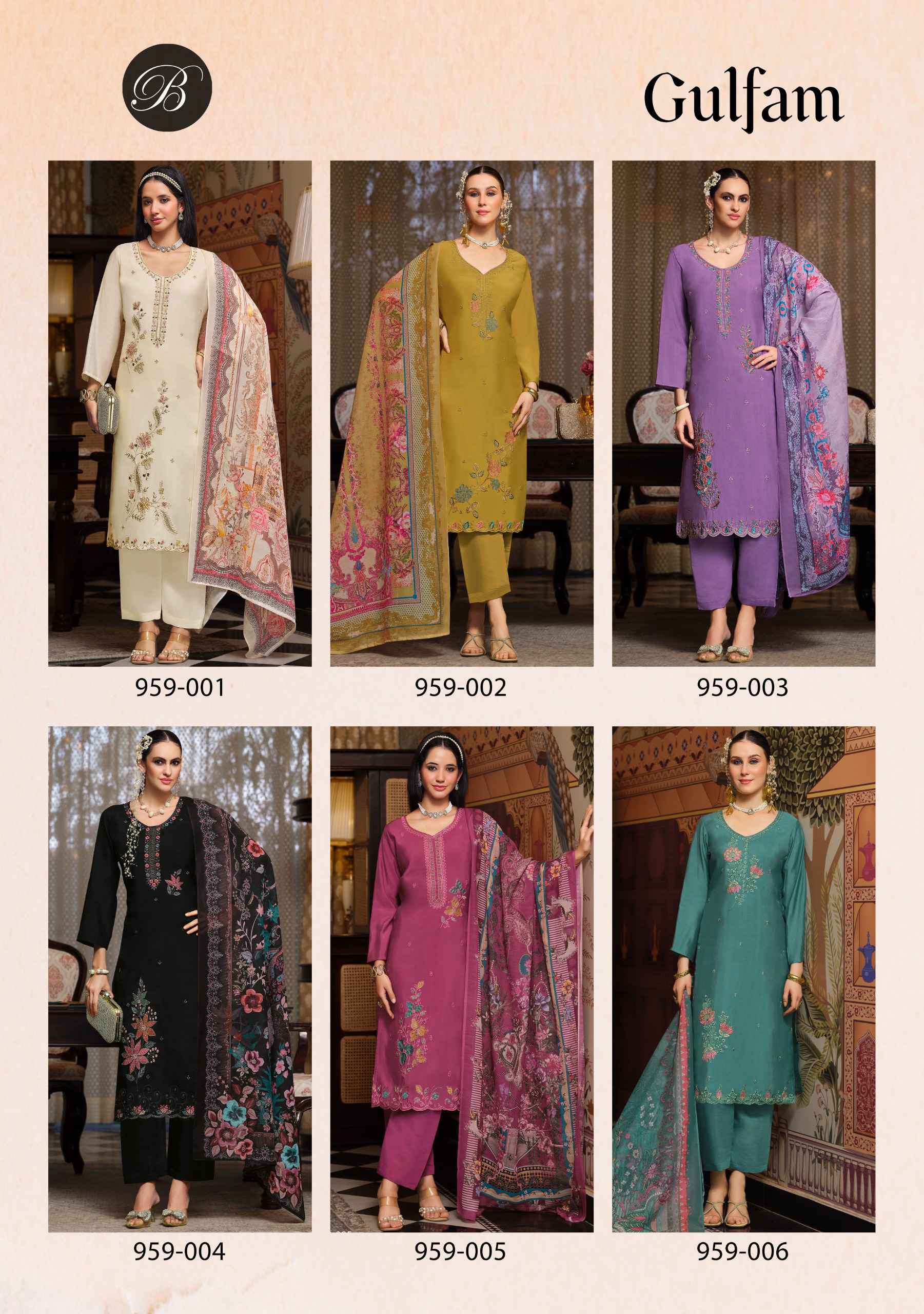 Belliza Gulfam Modal Muslin Dress Material 6 pcs Catalogue