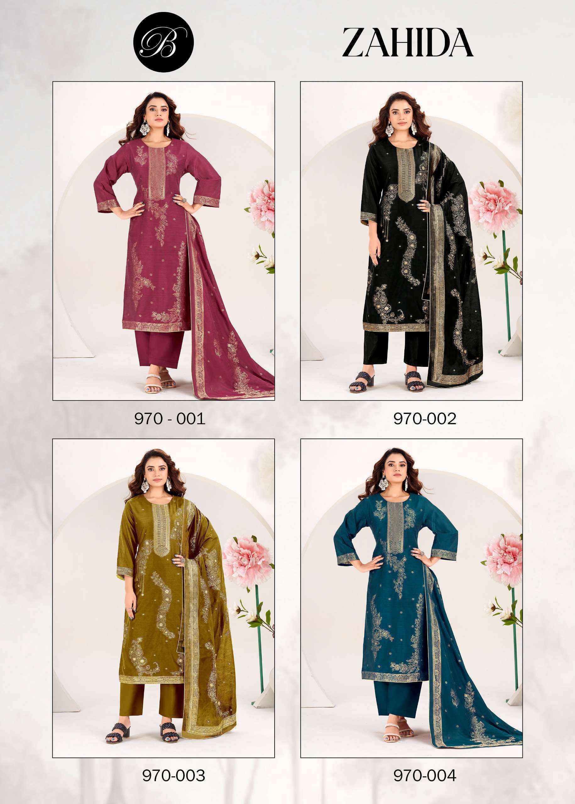 Belliza Zahida Cotton Jacquard Dress Material 4 pcs Catalogue