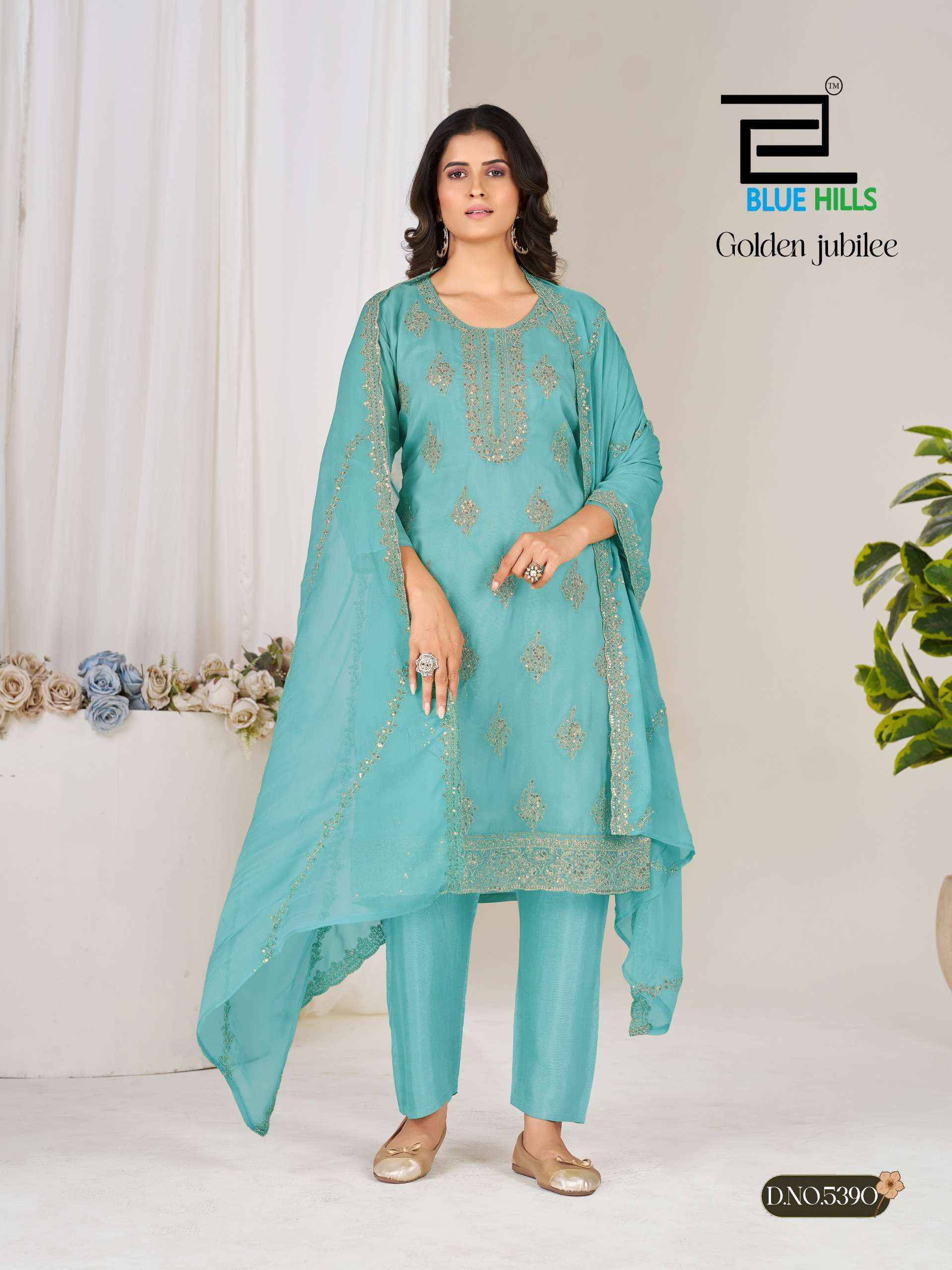 Blue Hills Golden Jubilee Organza Kurti Combo 4 pcs Catalogue