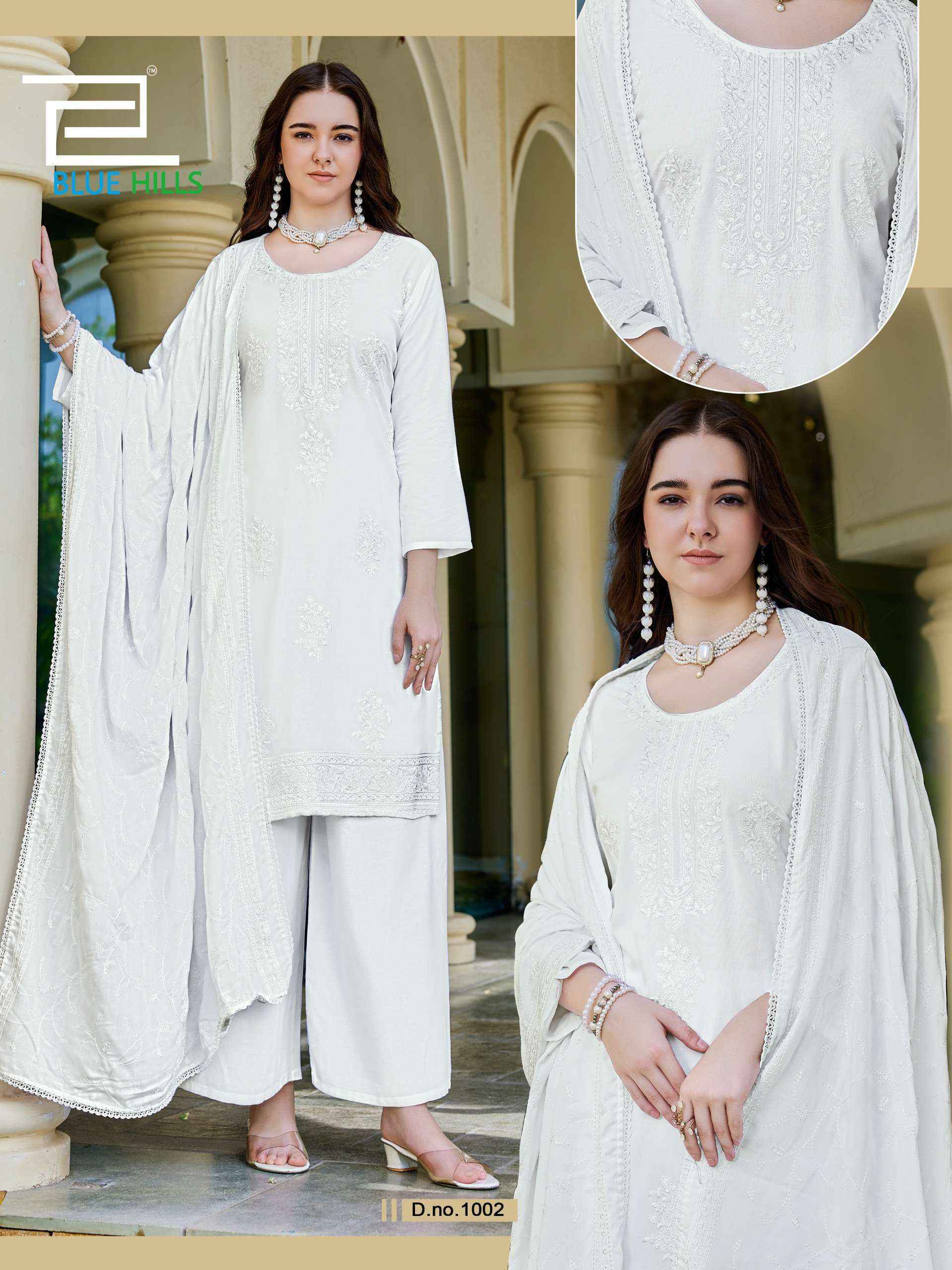 Blue Hills White Lily Rayon Kurti Combo 4 pcs Catalogue