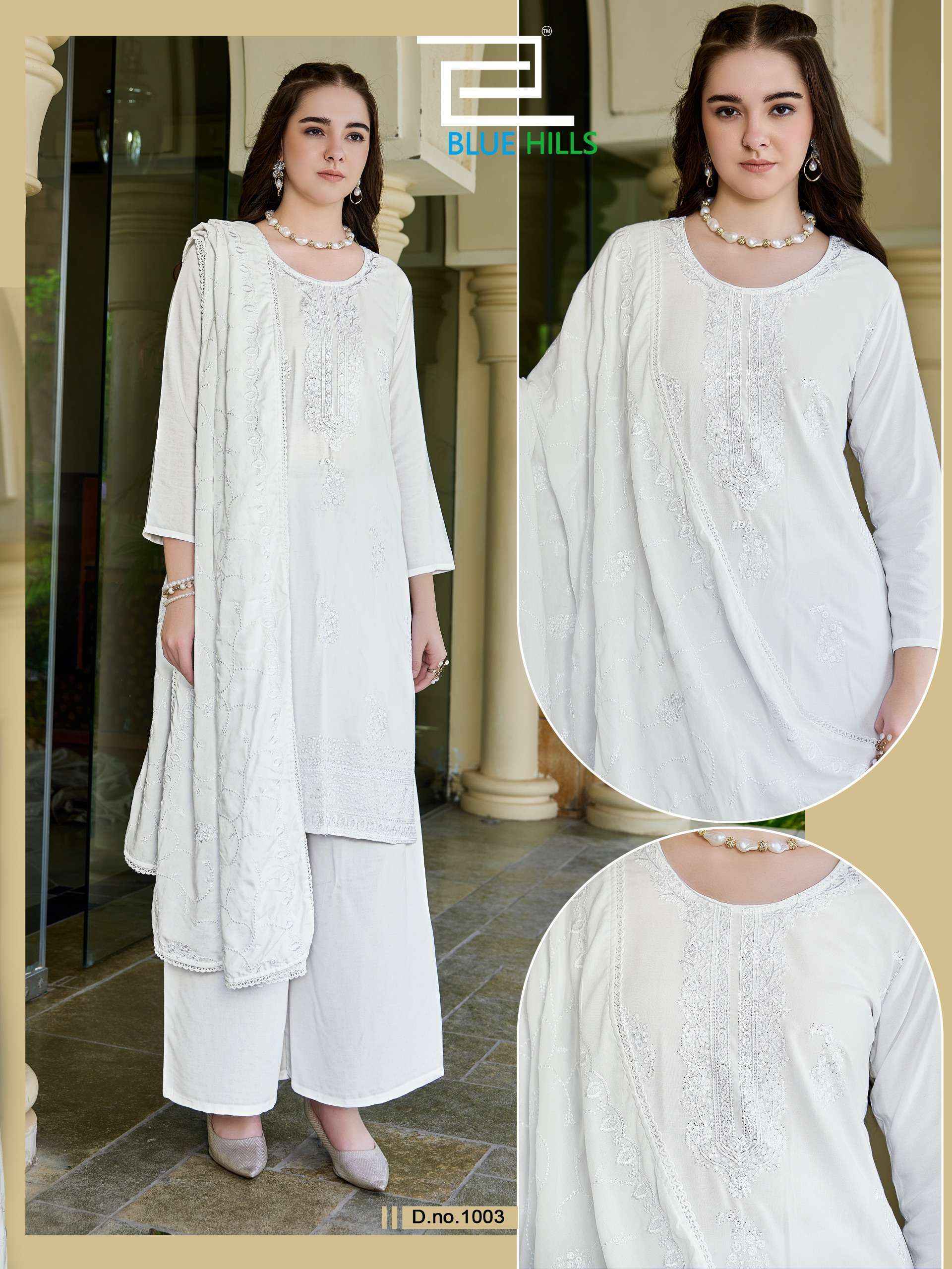 Blue Hills White Lily Rayon Kurti Combo 4 pcs Catalogue