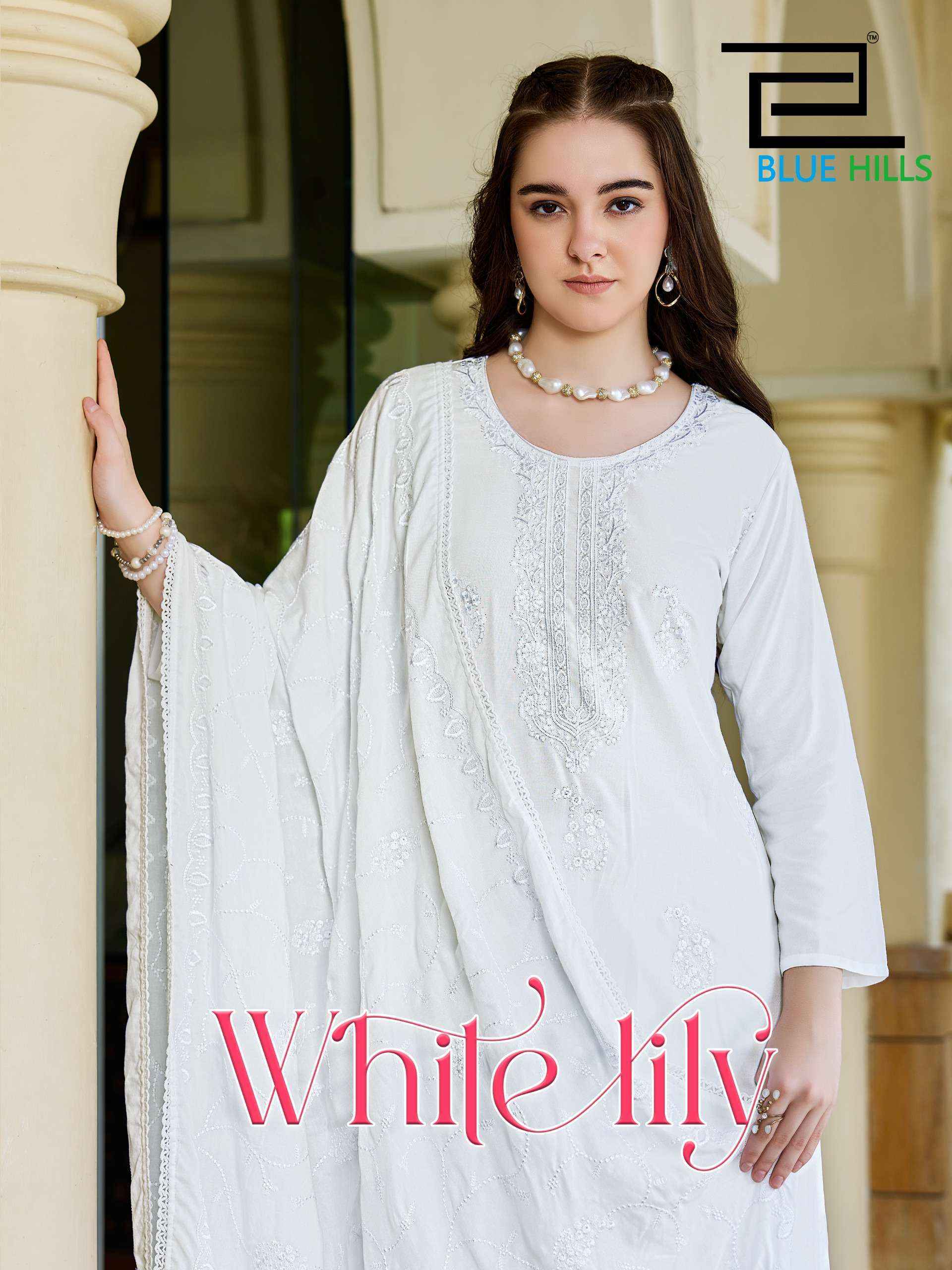 Blue Hills White Lily Rayon Kurti Combo 4 pcs Catalogue
