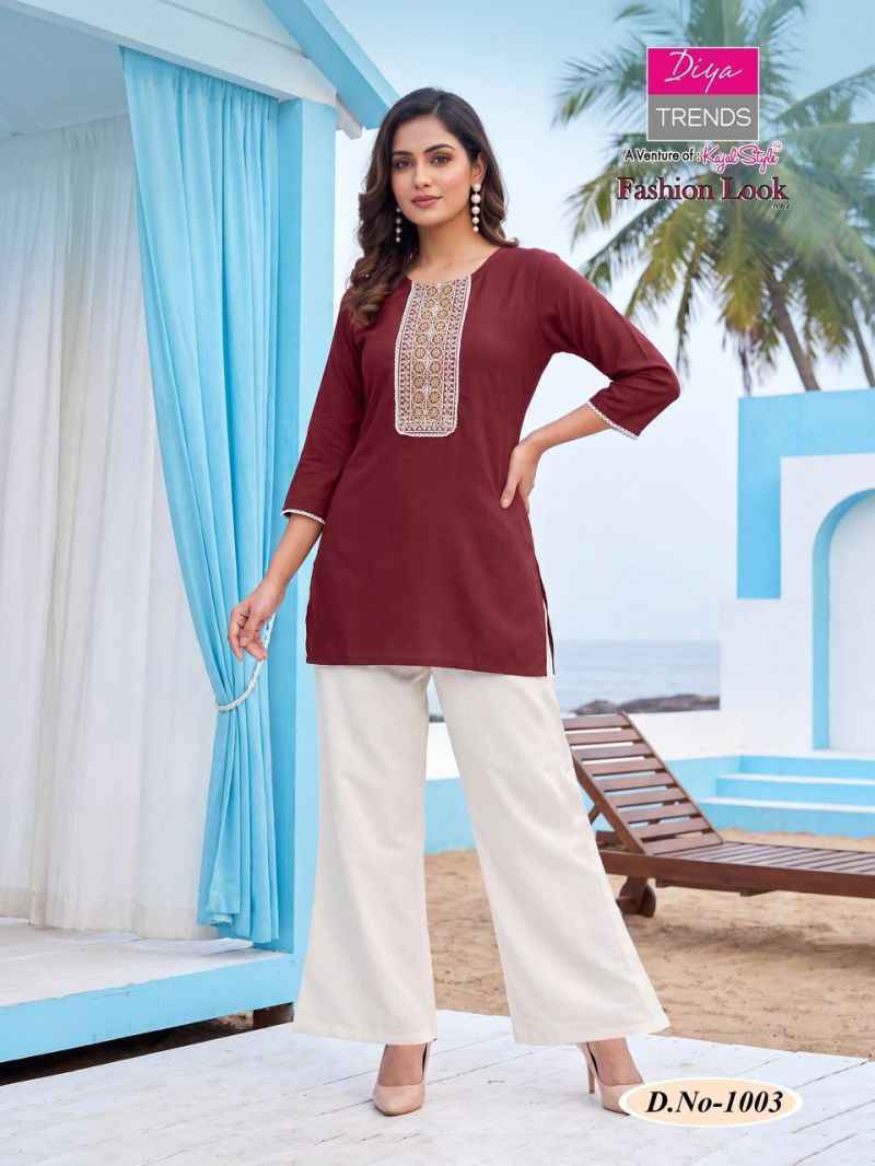 Diya Trends Fashion Look Vol 1 Dhabu cotton Kurti With Plazzo 4 pcs Catalogue