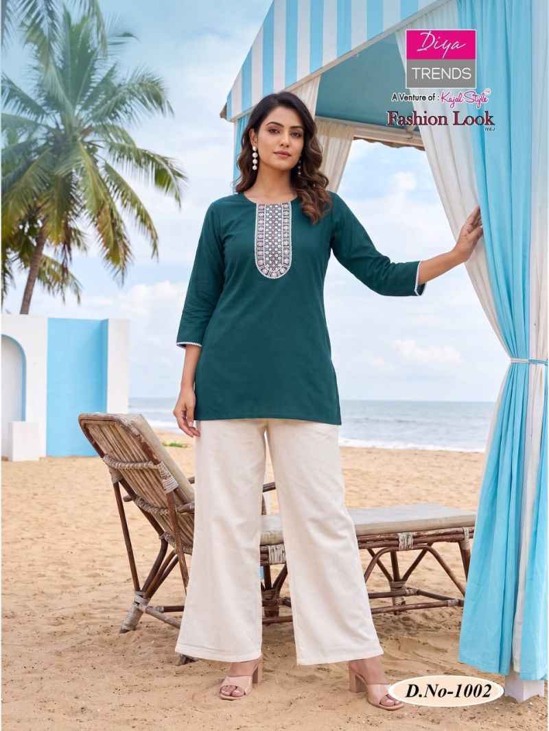 Diya Trends Fashion Look Vol 1 Dhabu cotton Kurti With Plazzo 4 pcs Catalogue