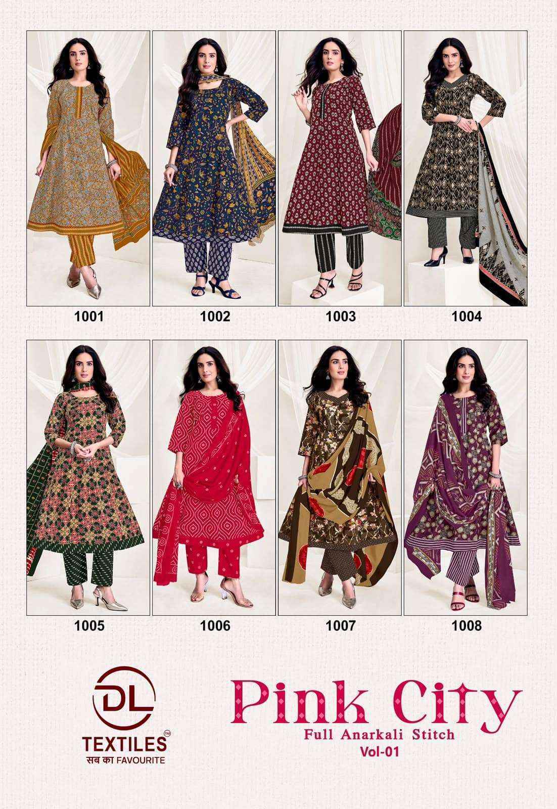 DL Textiles Pink City Vol 1 Readymade Cotton Dress 8 pcs Catalogue