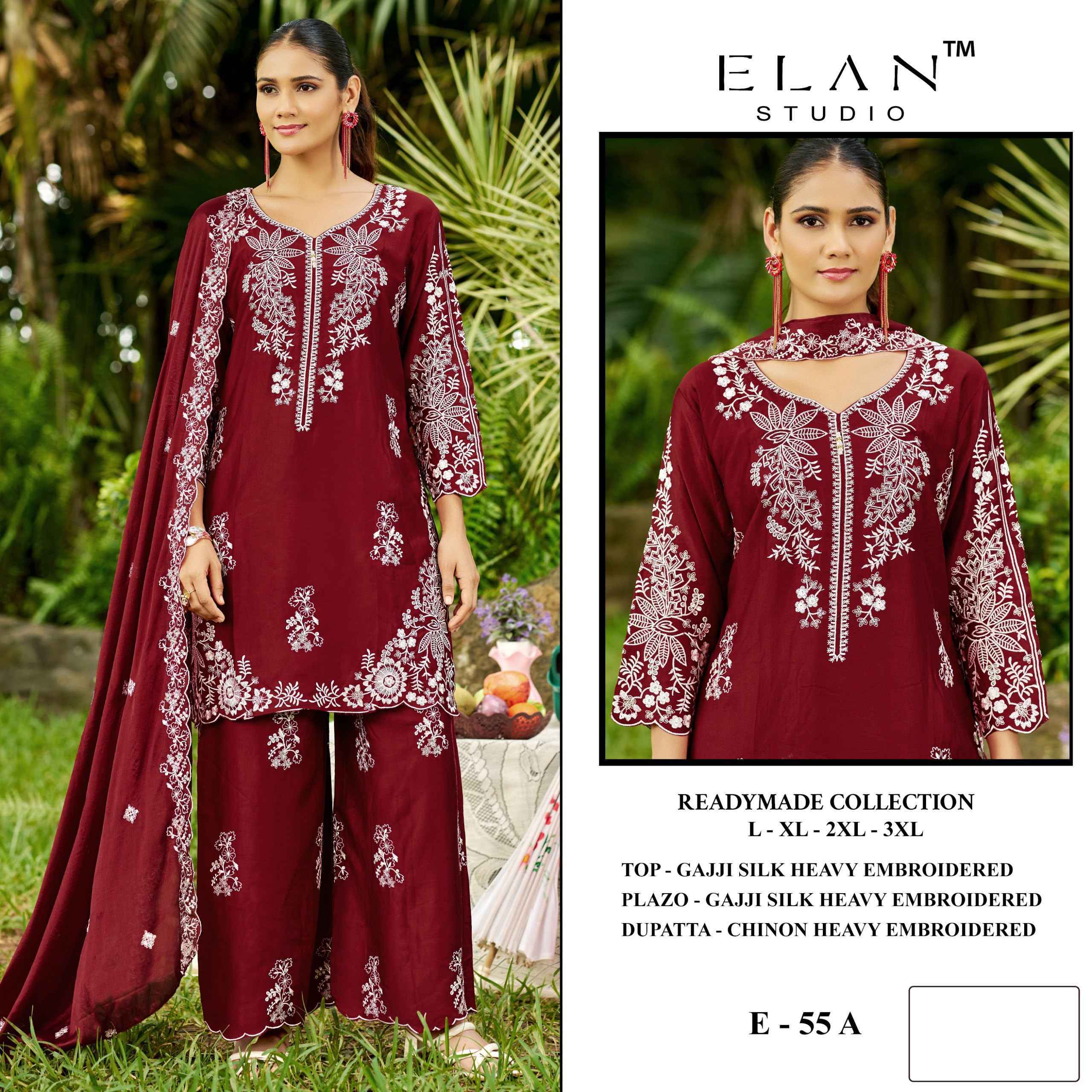 Elan Studio D No E-55 Readymade Gajji Silk Dress 4 pcs Catalogue