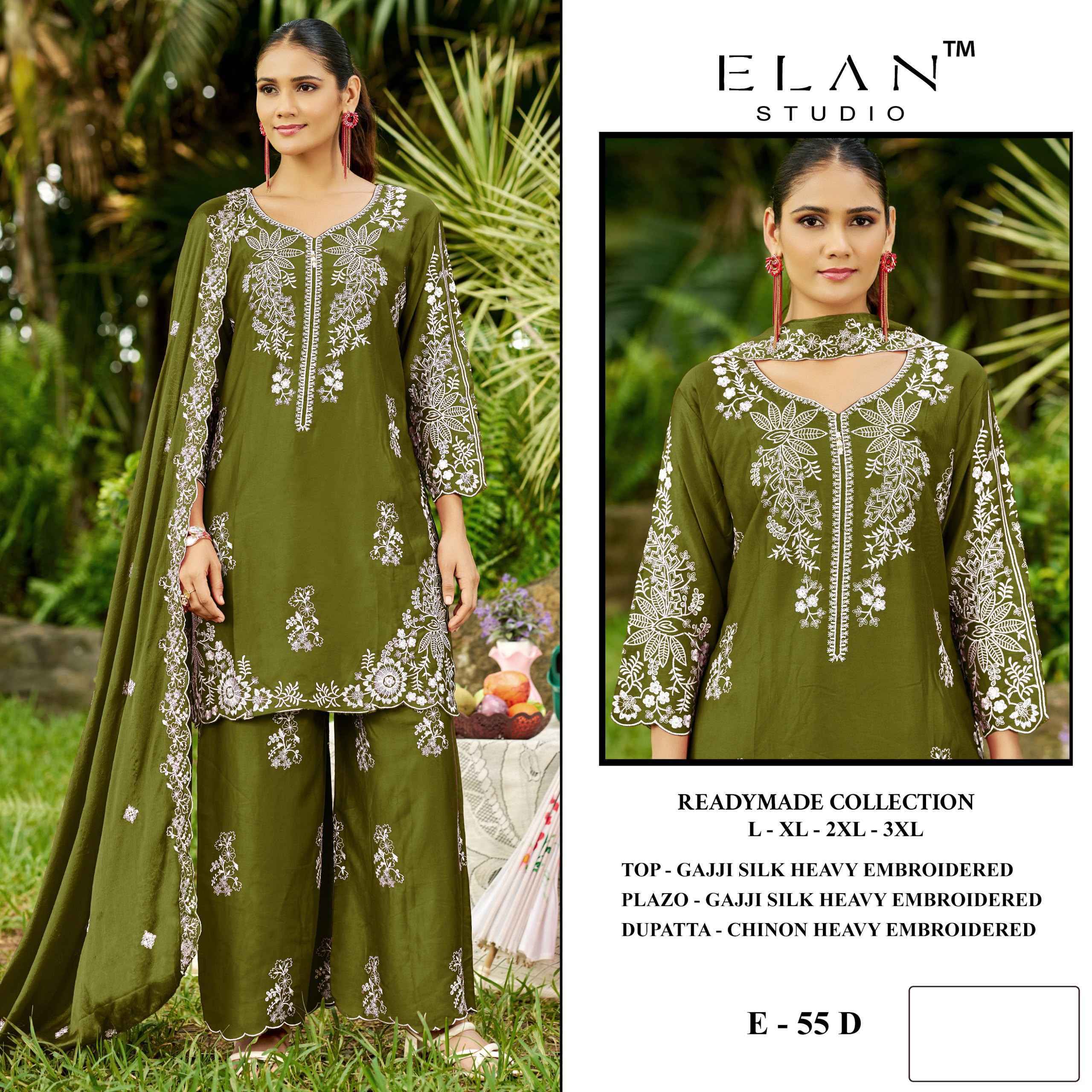 Elan Studio D No E-55 Readymade Gajji Silk Dress 4 pcs Catalogue